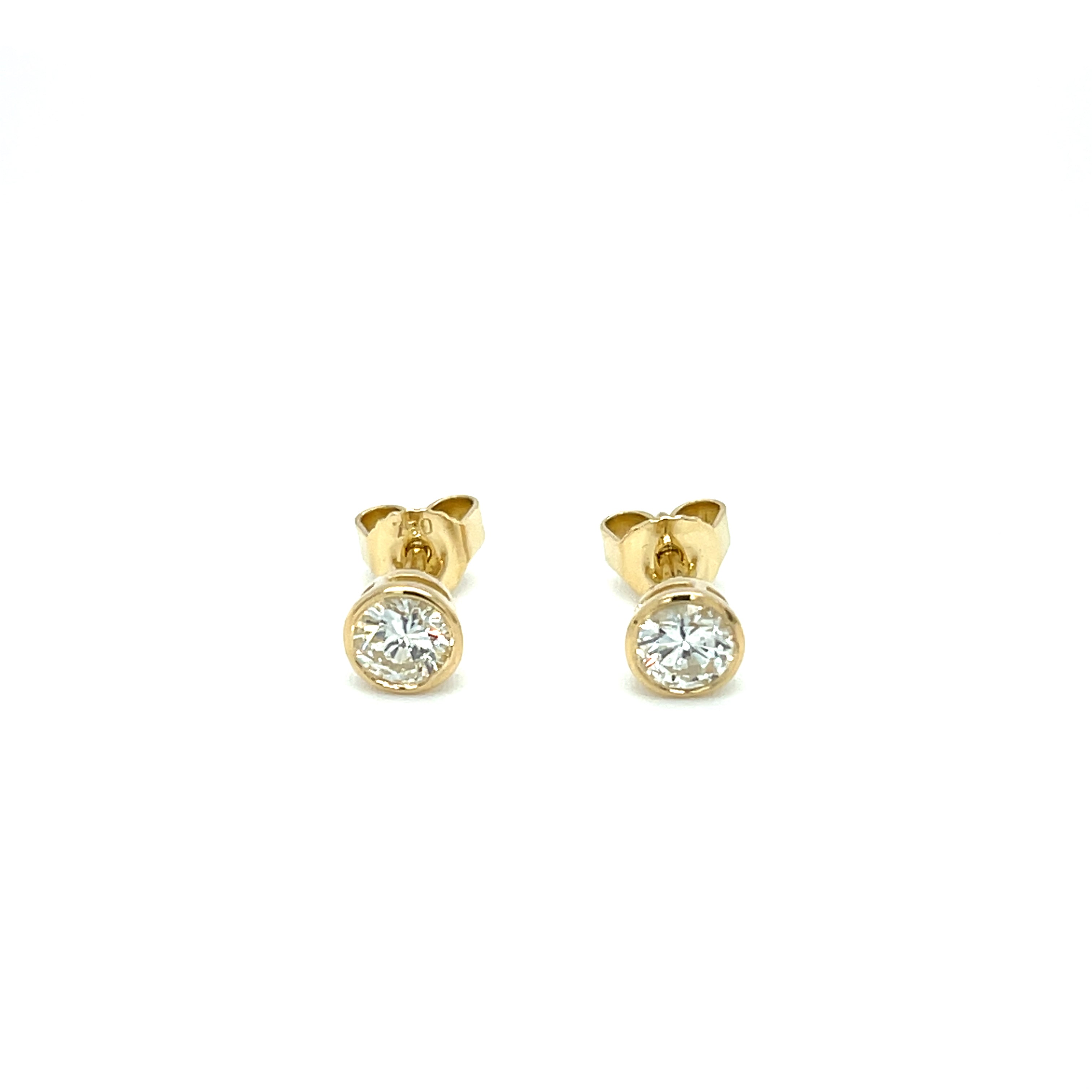 18ct Yellow Gold 0.56ct Diamond Bezel Set Stud Earrings