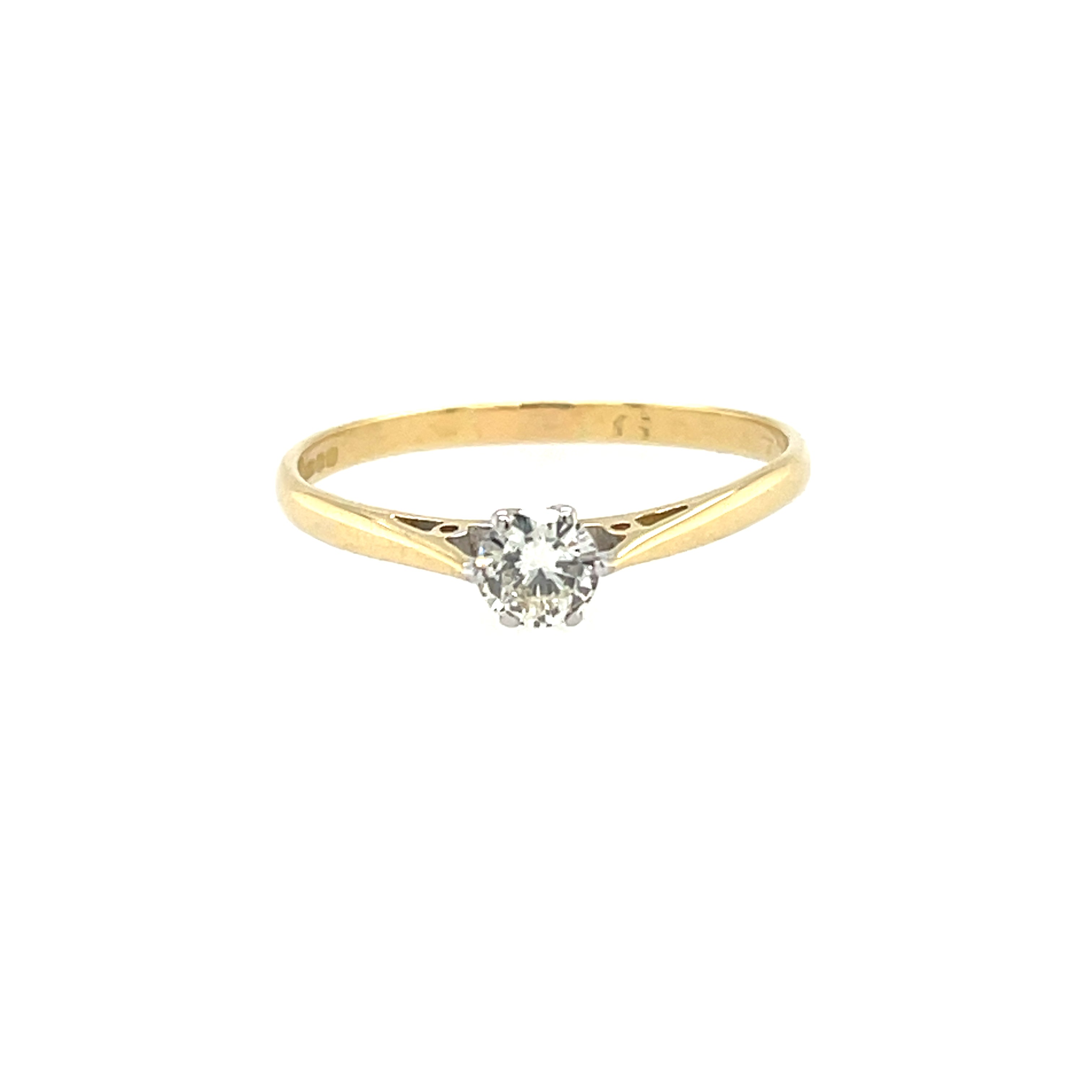 Vintage 1970s 18ct Yellow Gold 0.33ct Diamond Solitaire Engagement Ring