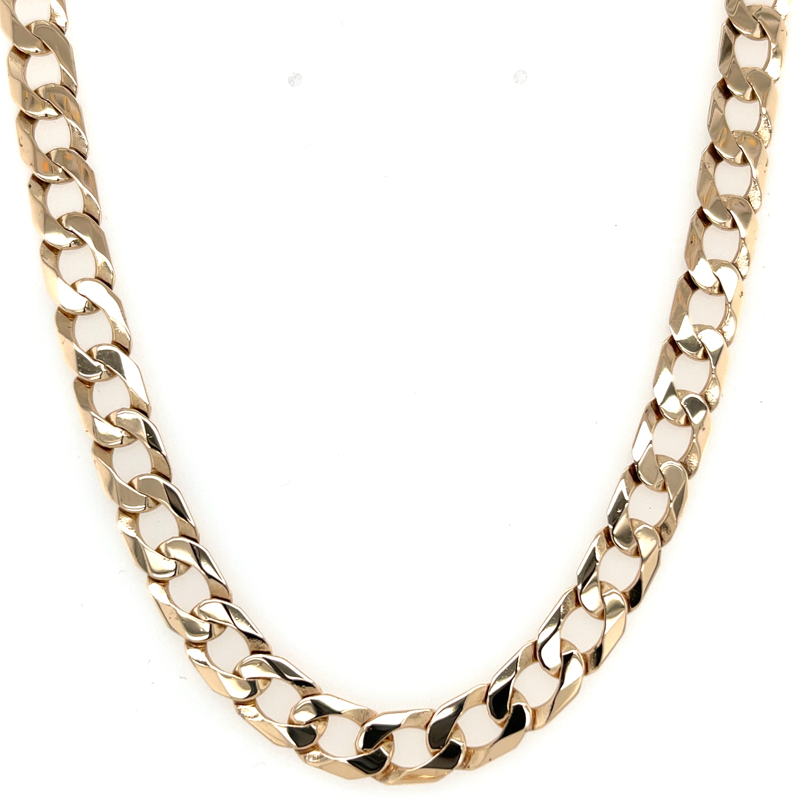 9ct Yellow Gold 23 Inch Flat Edge Curb Link Chain - 31.11g