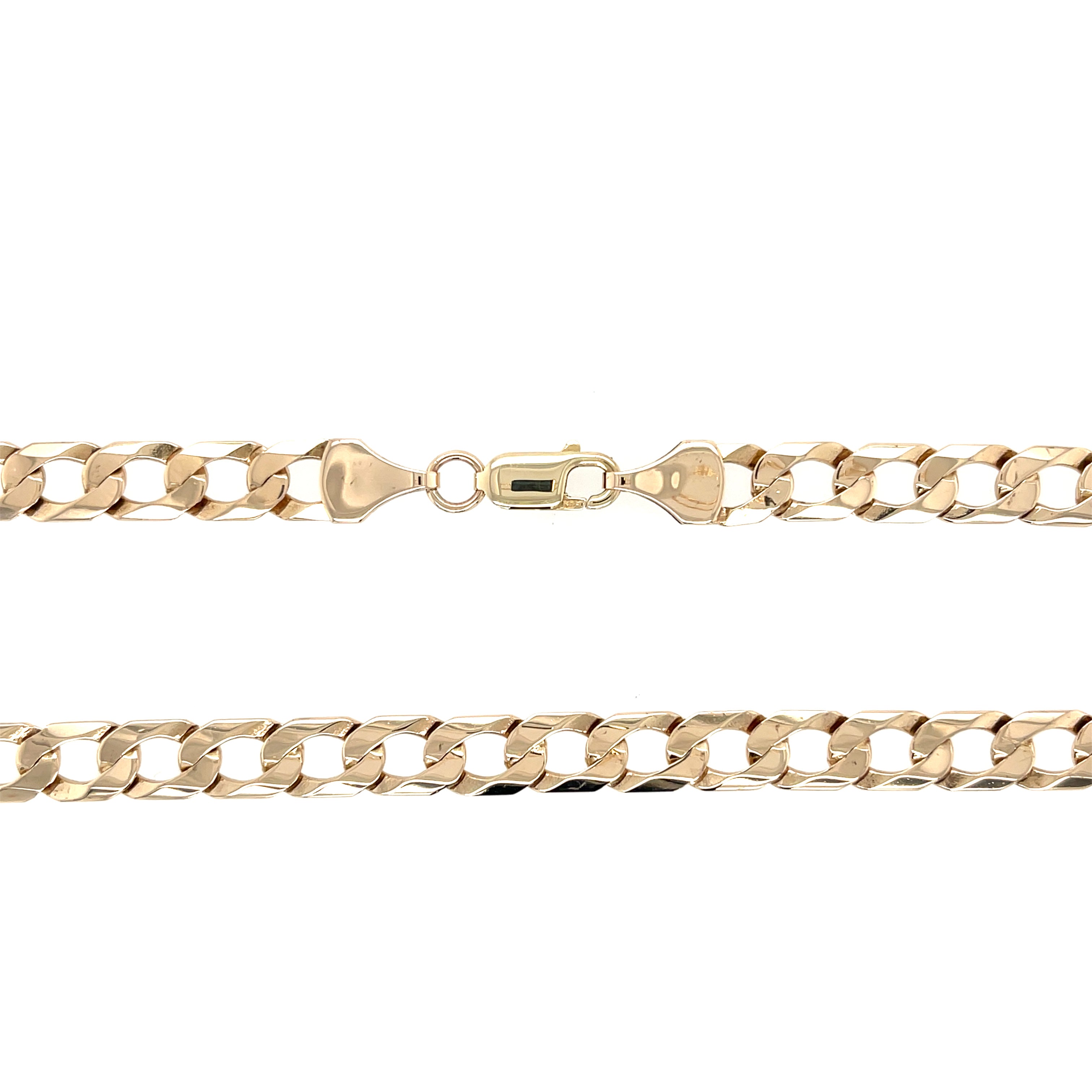 9ct Yellow Gold 23 Inch Flat Edge Curb Link Chain - 31.11g