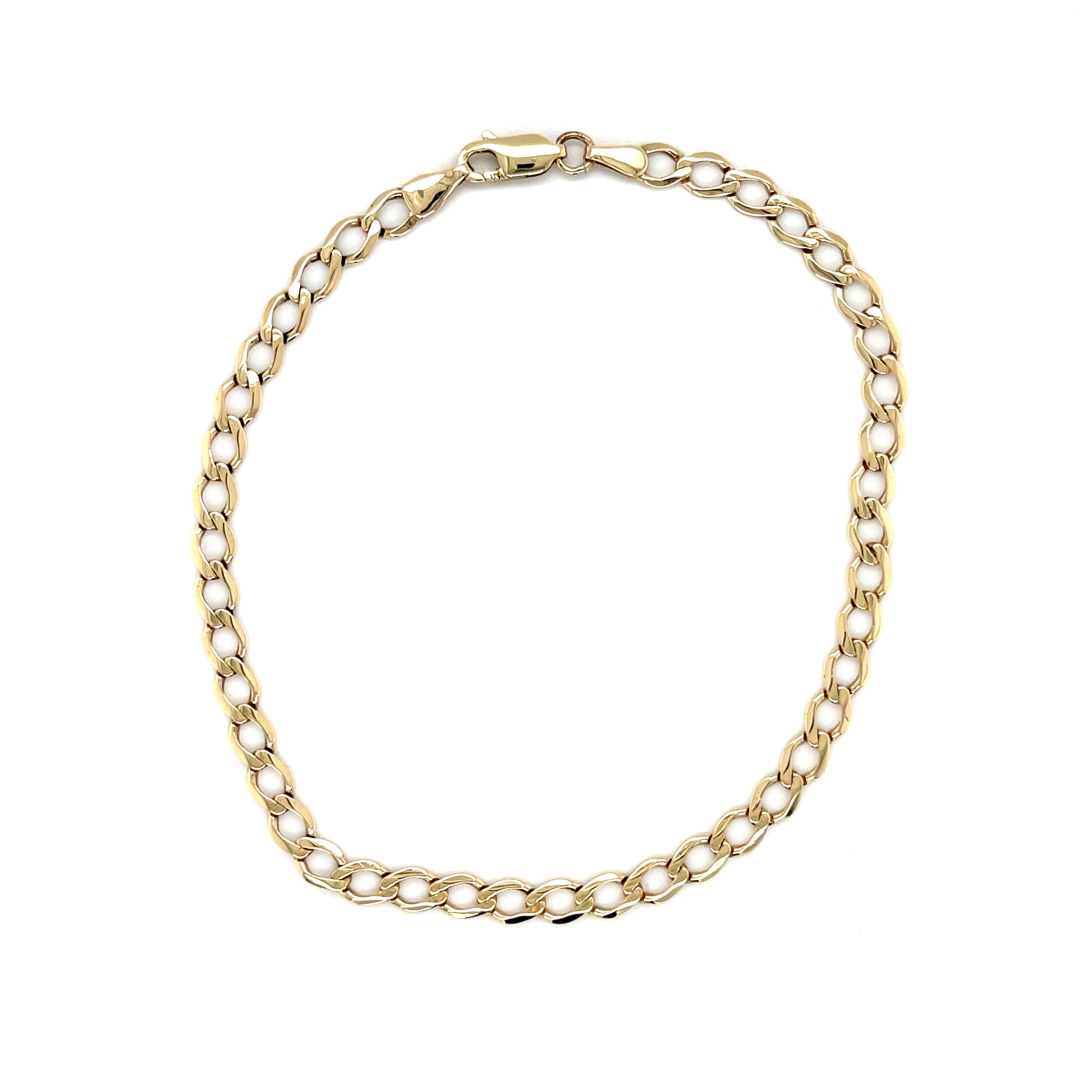 9ct Yellow Gold 8.5 Inch Curb Link Bracelet - 3.40g