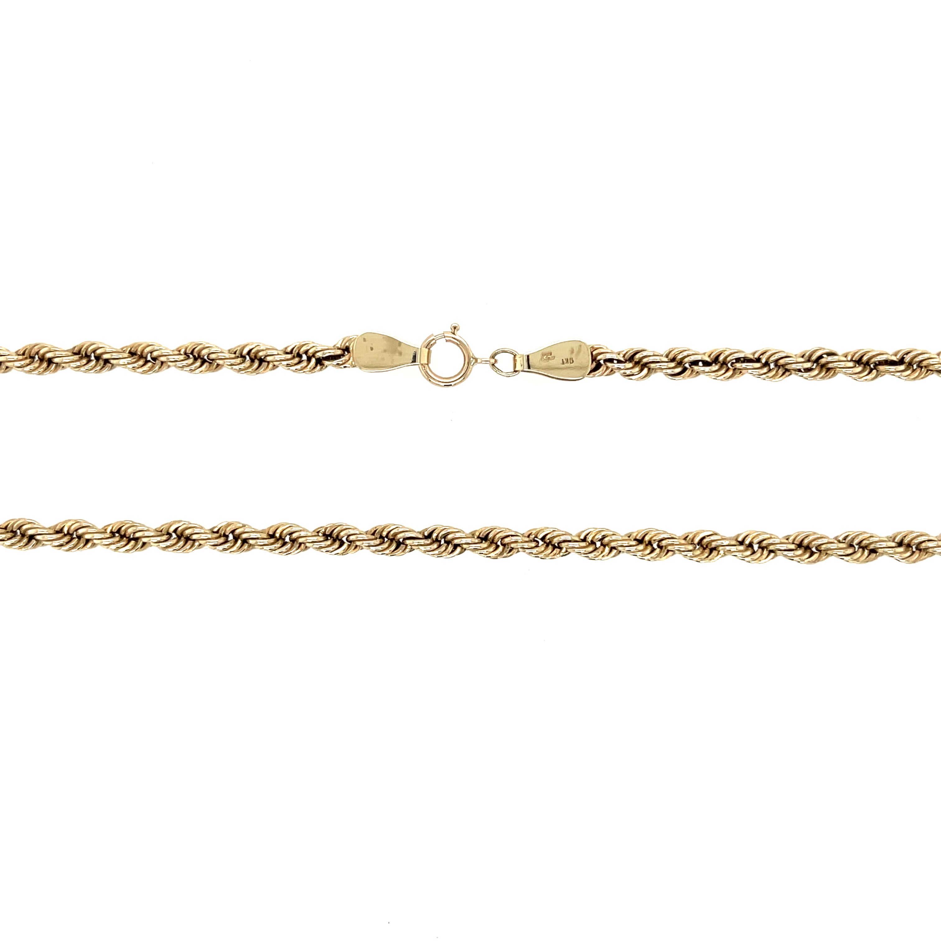 9ct Yellow Gold 18 Inch Hollow Rope Chain - 5.18g