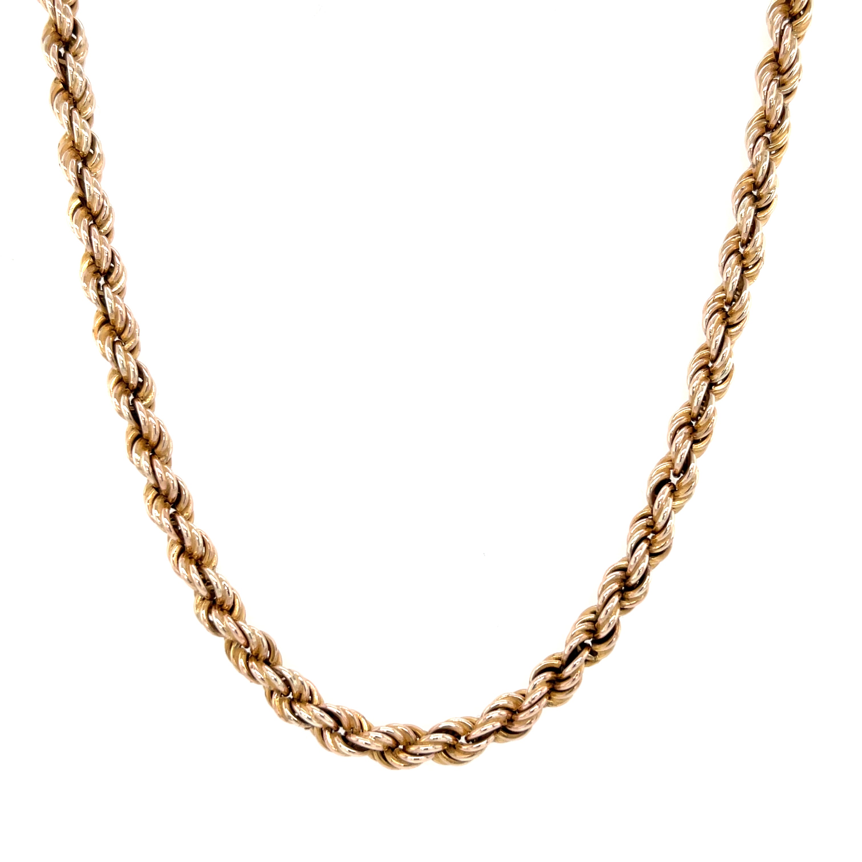 9ct Yellow Gold 20 Inch Semi Solid Rope Chain - 18.31g