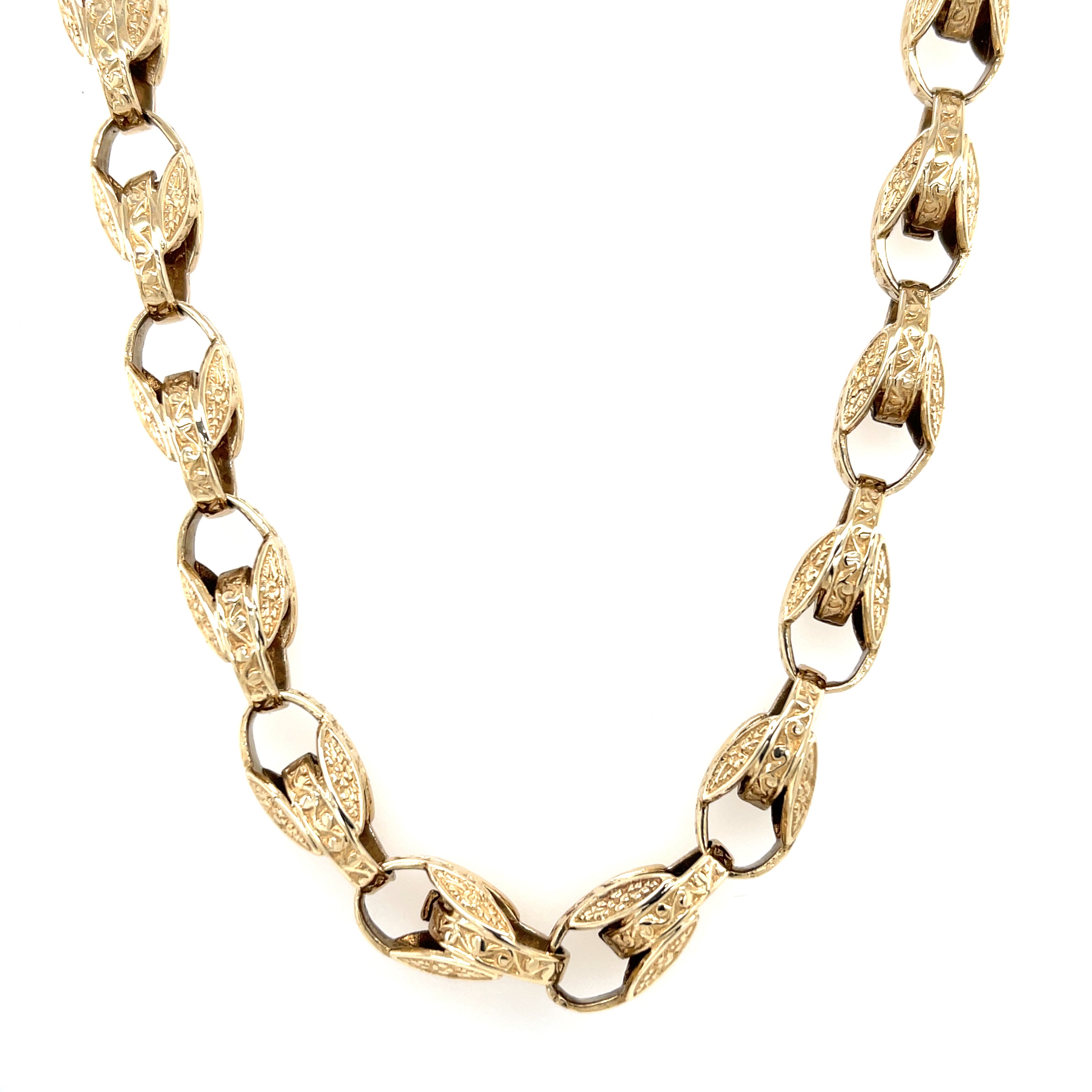 9ct Yellow Gold 30 Inch Heavy Tulip Link Chain 97.47g