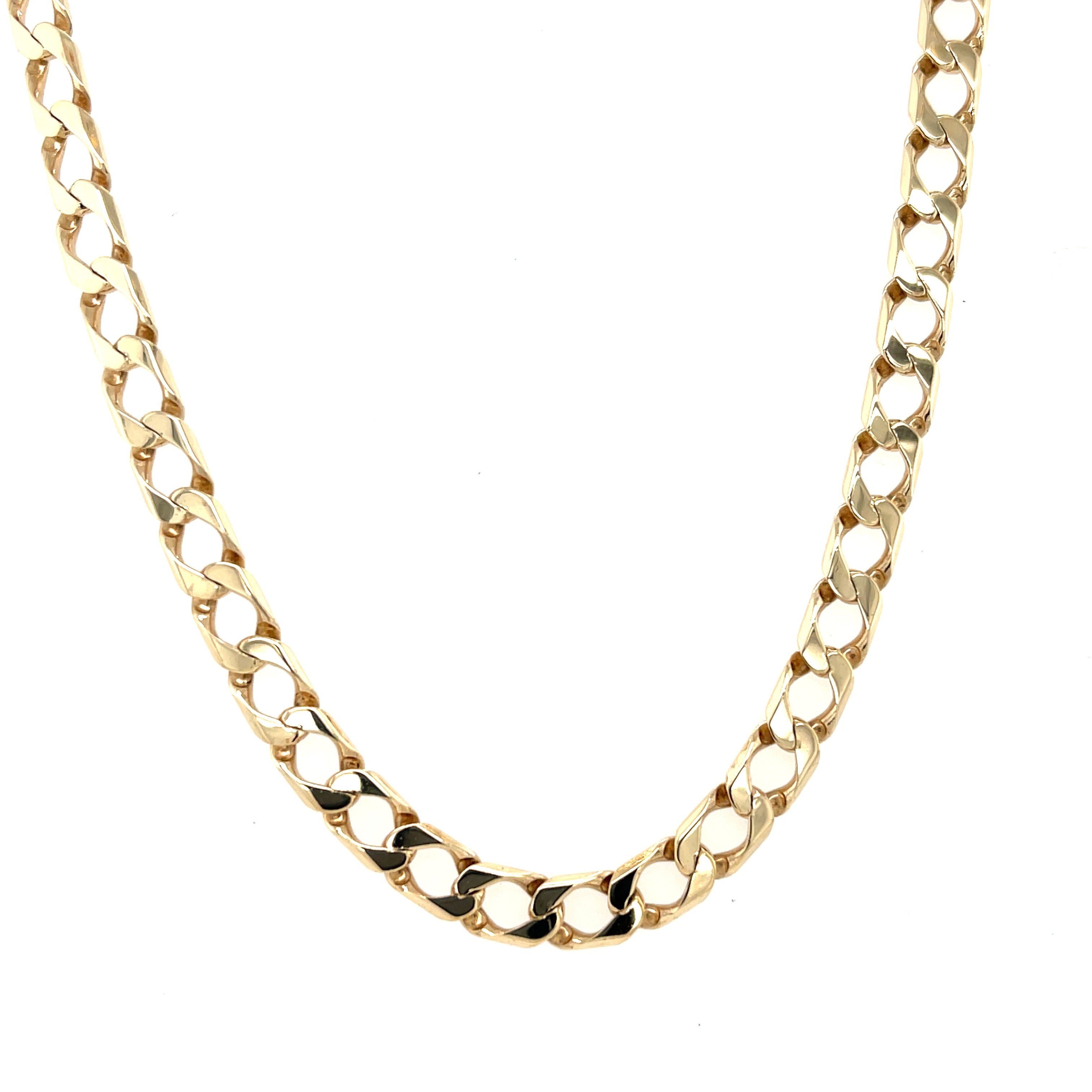 9ct Yellow Gold 22 Inch Square Curb Link Chain - 27.10g