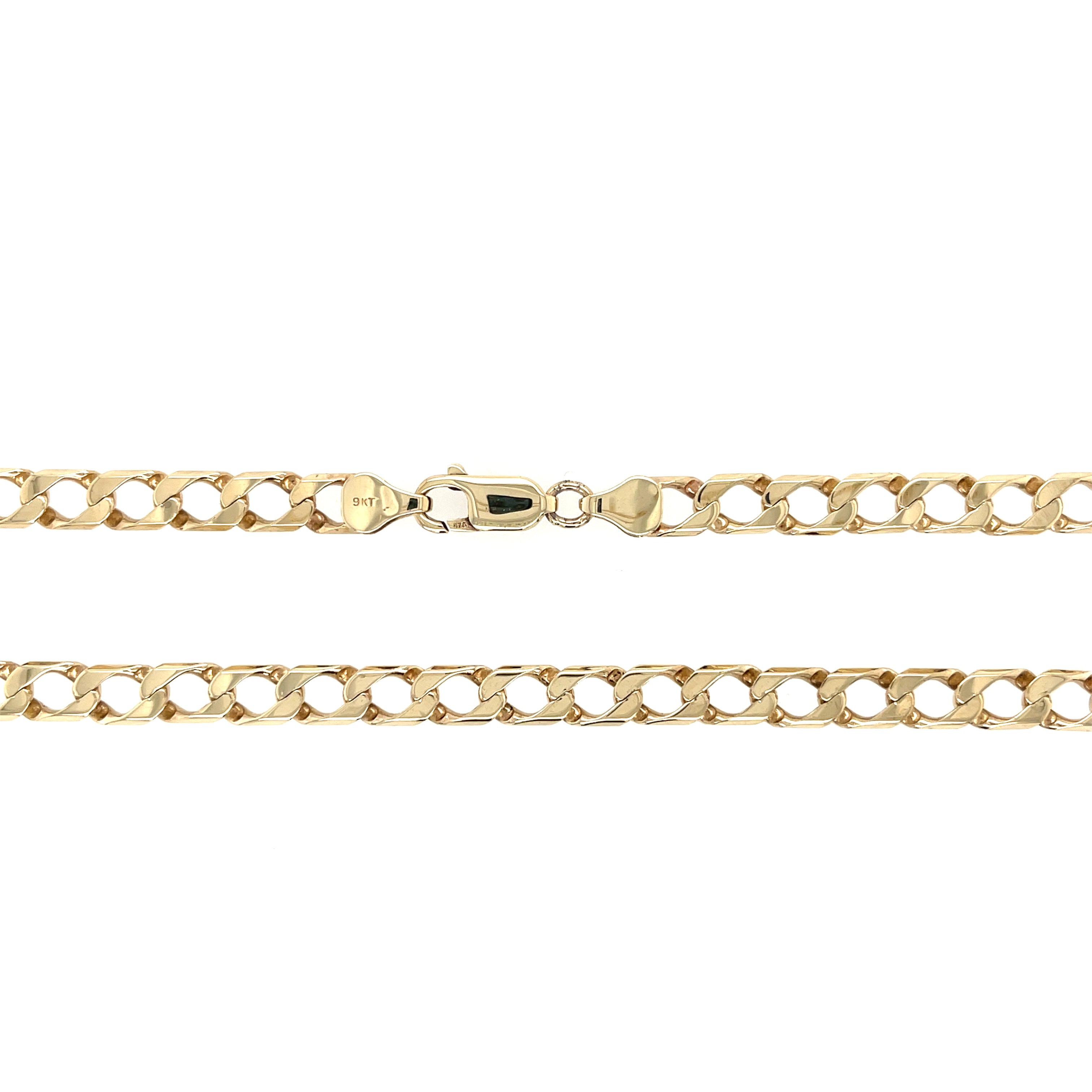 9ct Yellow Gold 22 Inch Square Curb Link Chain - 27.10g