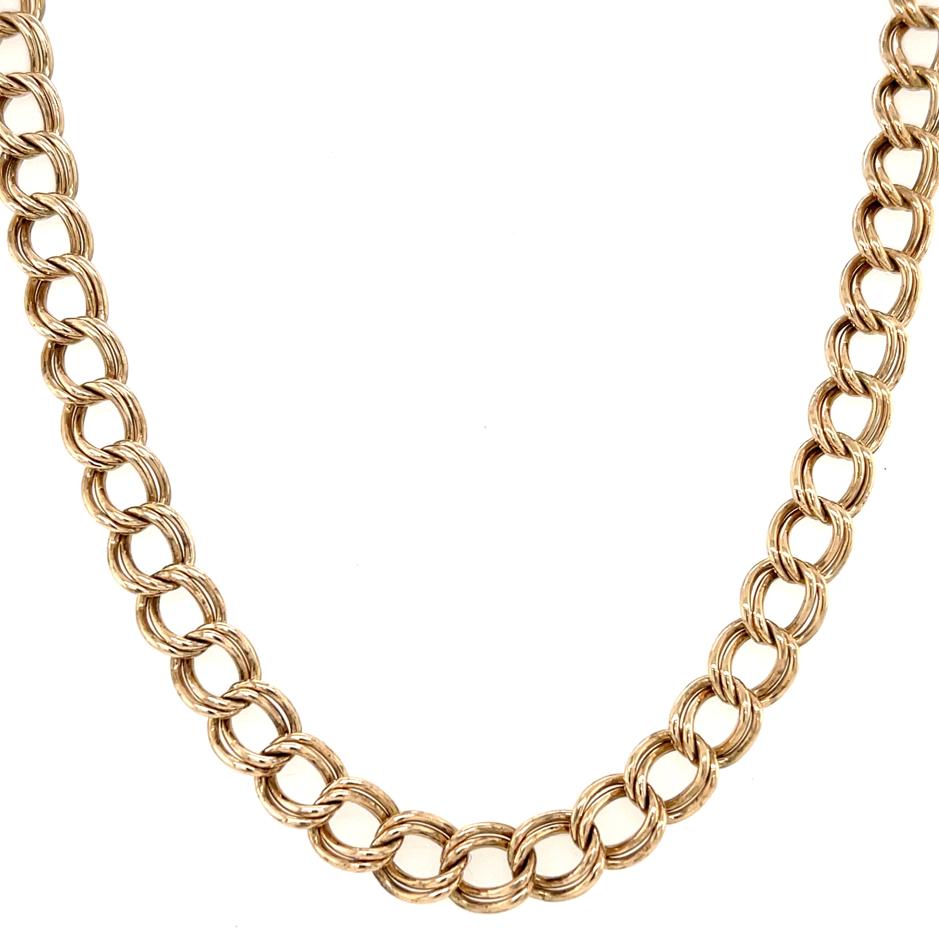 9ct Yellow Gold 24 Inch Hollow Double Curb Link Chain - 16.31g