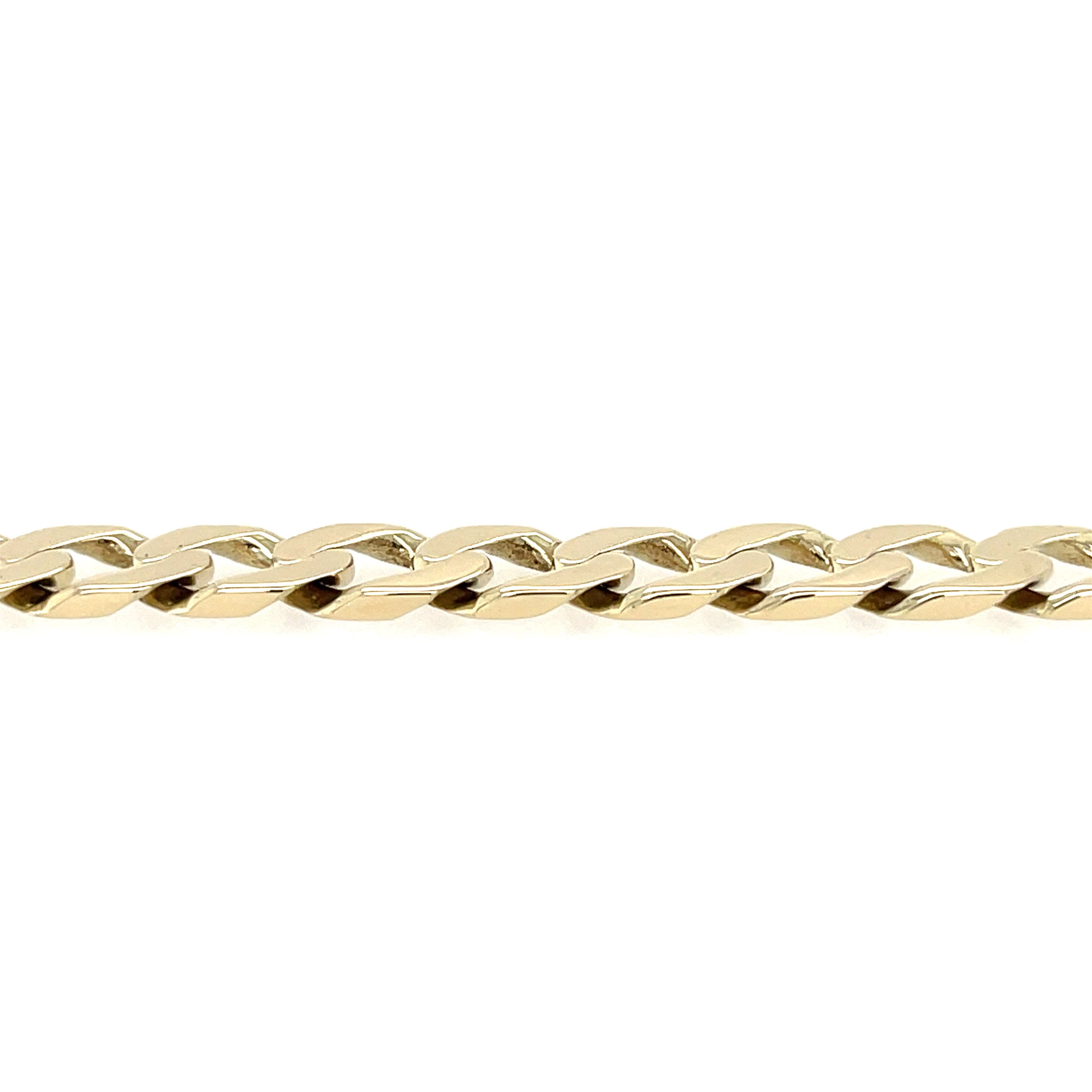 9ct Yellow Gold 9 Inch Flat Edge Curb Link Bracelet - 15.55g