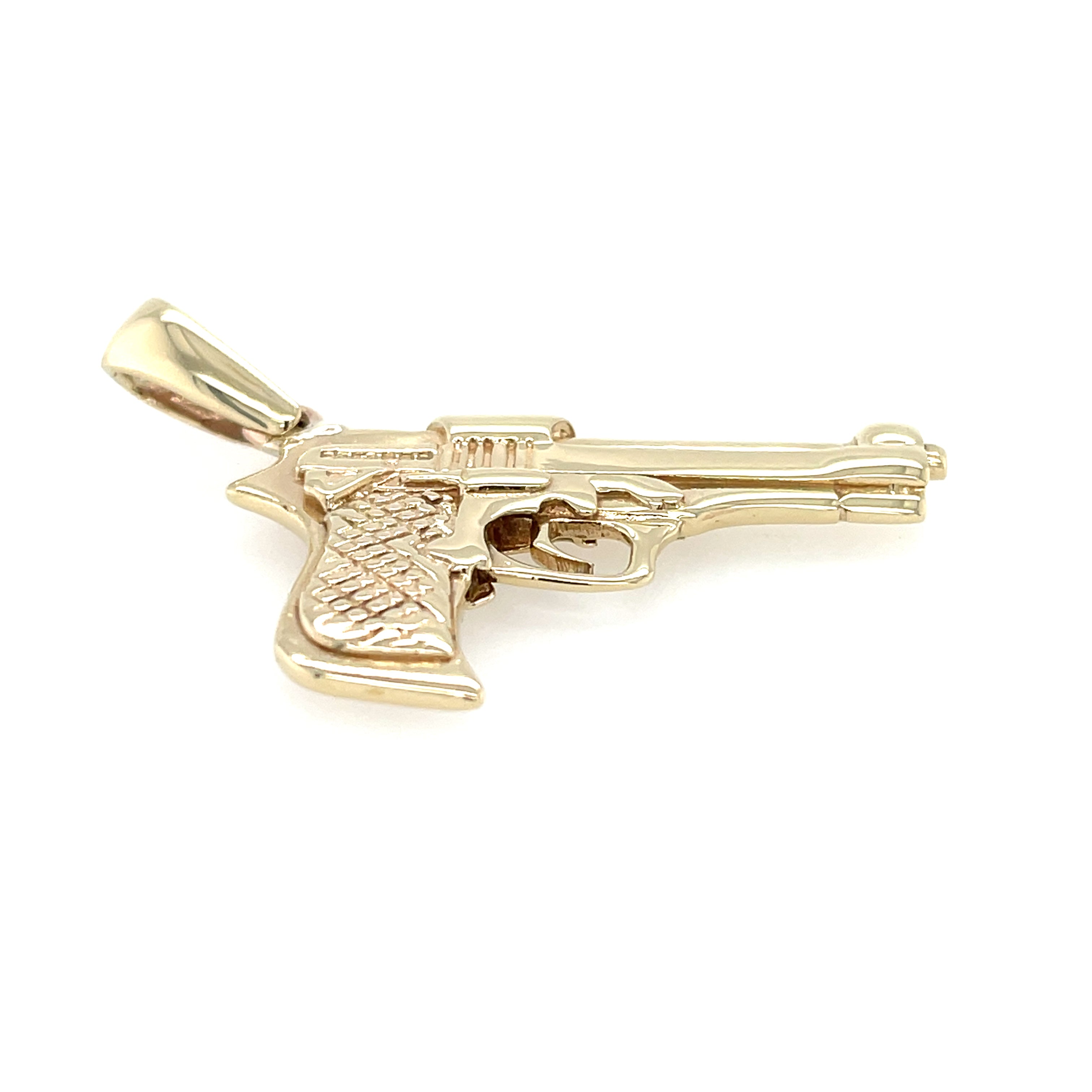 9ct Yellow Gold Solid Handgun Pendant - 14.12g