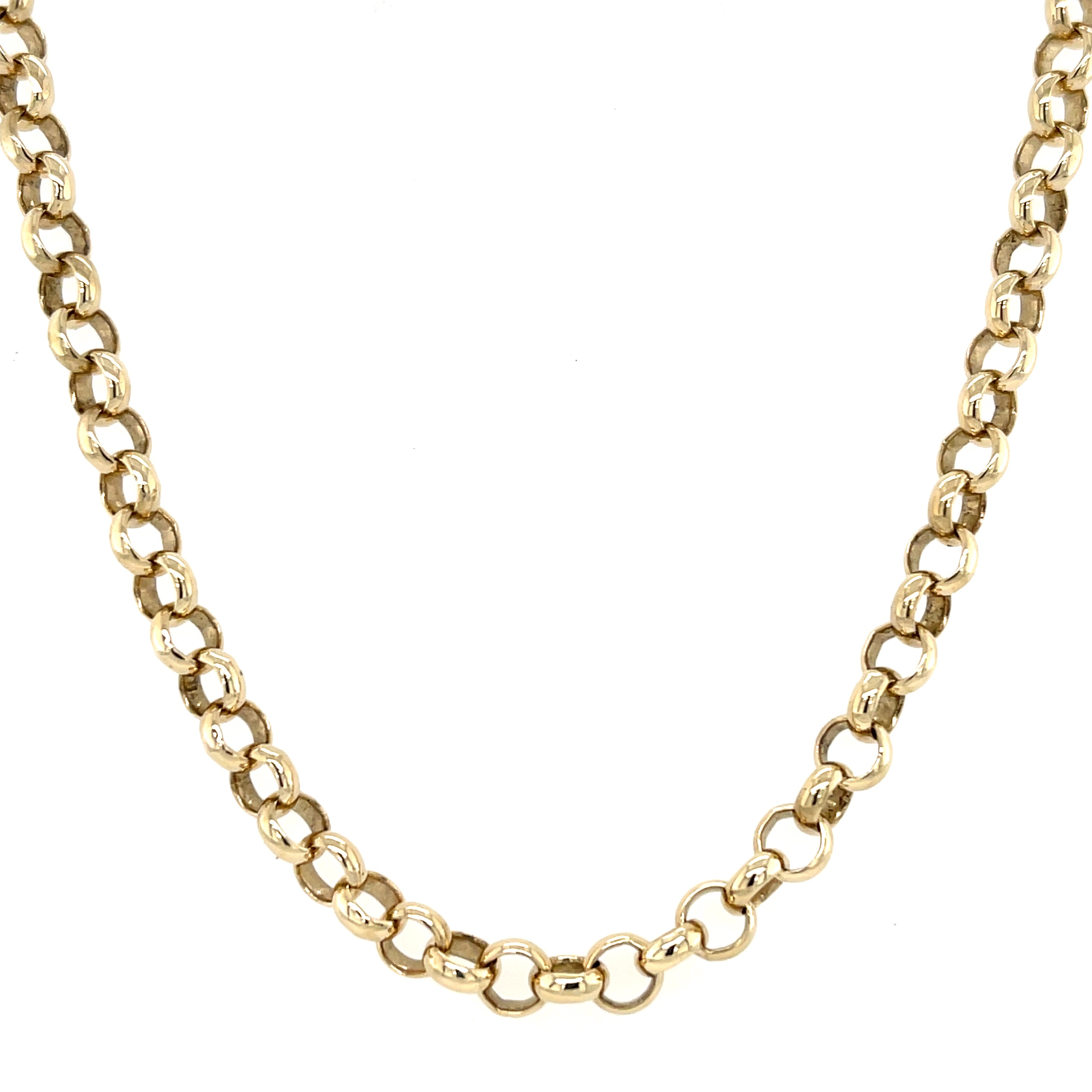 9ct Yellow Gold 22 Inch Round Link Belcher Chain - 31.51g