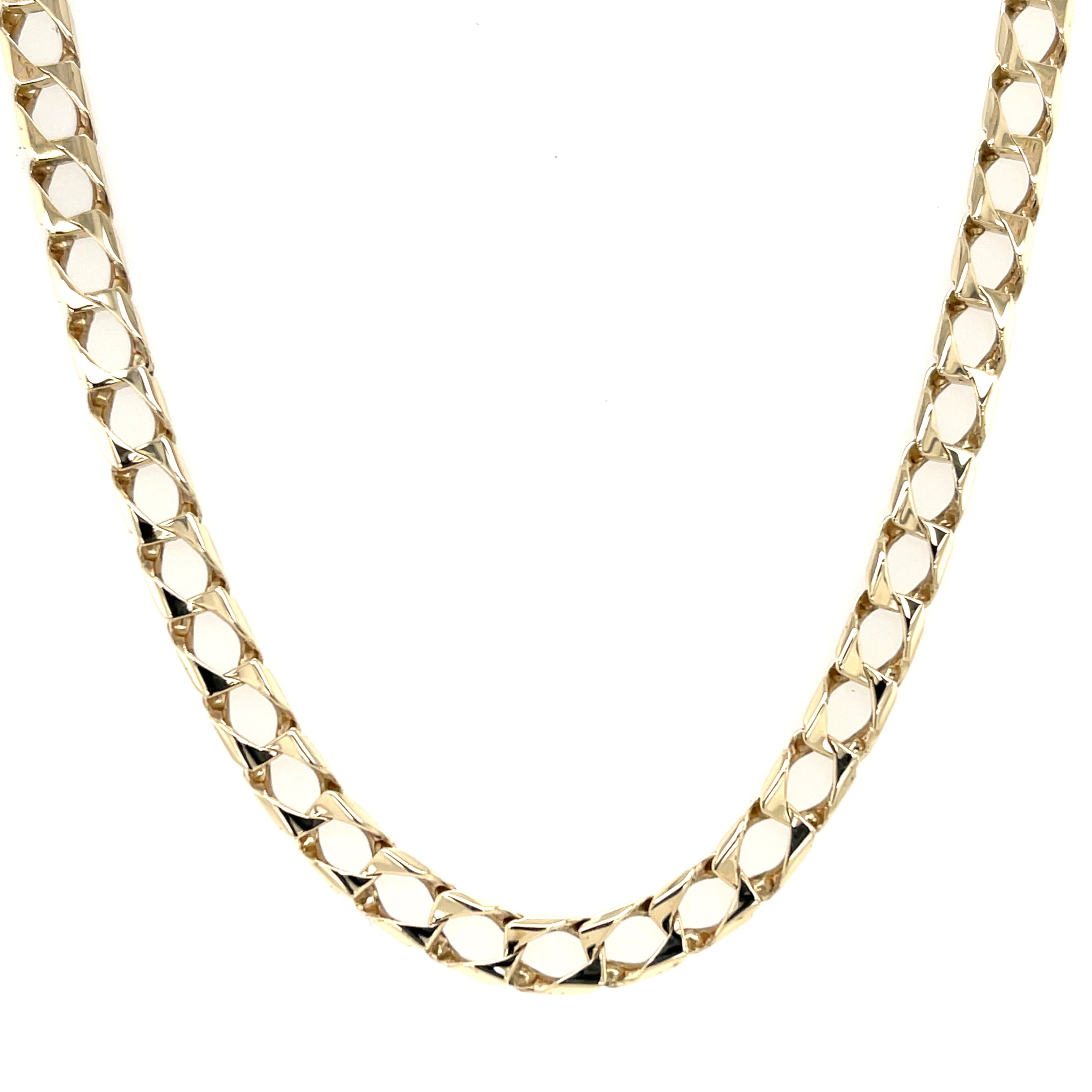 9ct Yellow Gold 22 Inch Square Curb Link Chain - 22.70