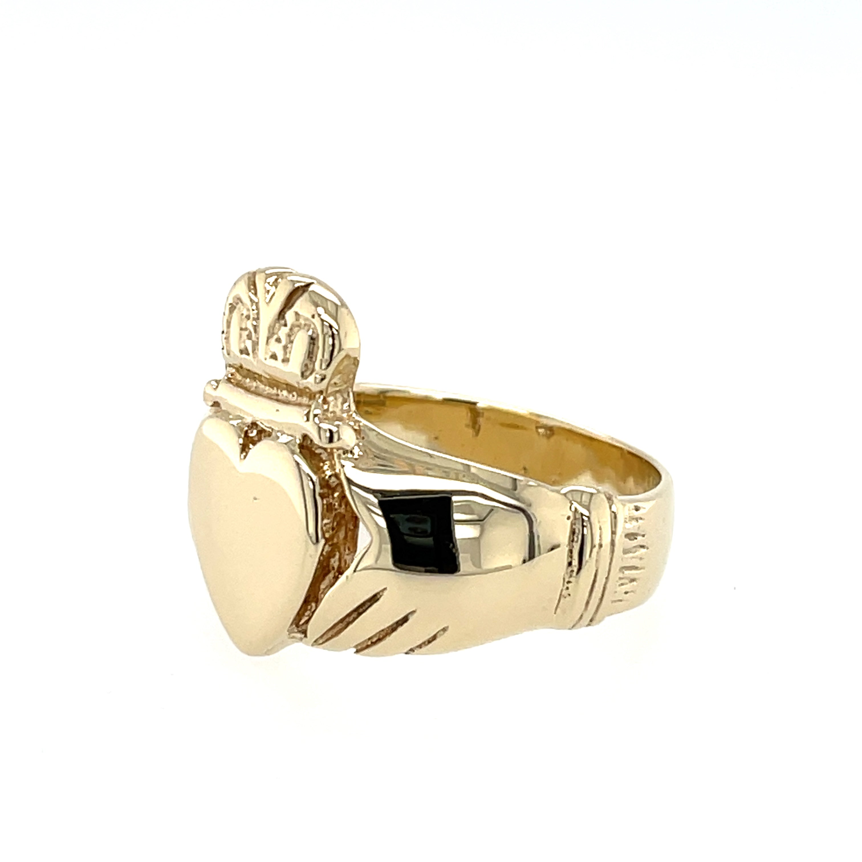 9ct Yellow Gold Large Irish Claddagh Ring - 12.83g