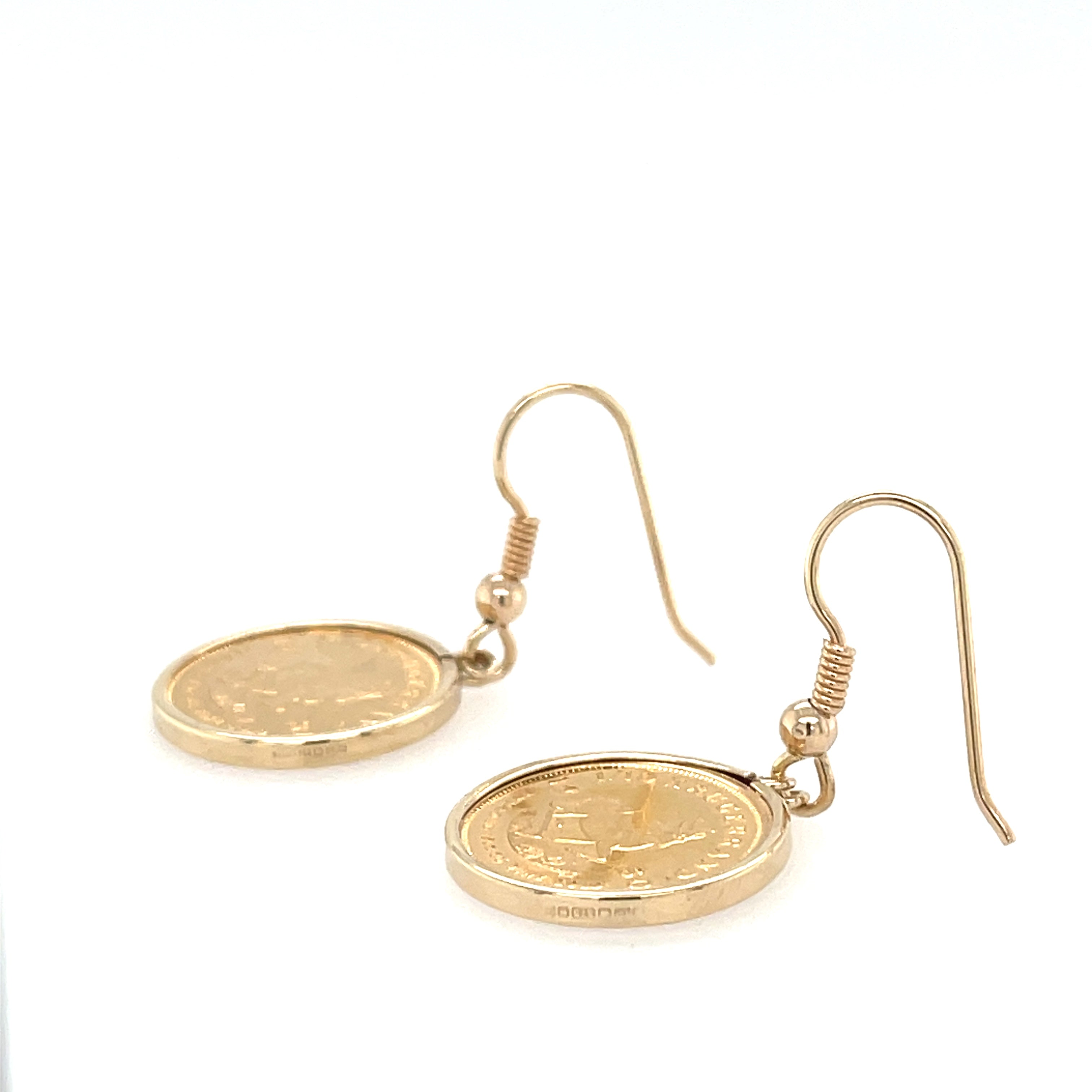 Pair 1/10 (Tenth) Krugerrand Drop Earrings - 1980/ 1981