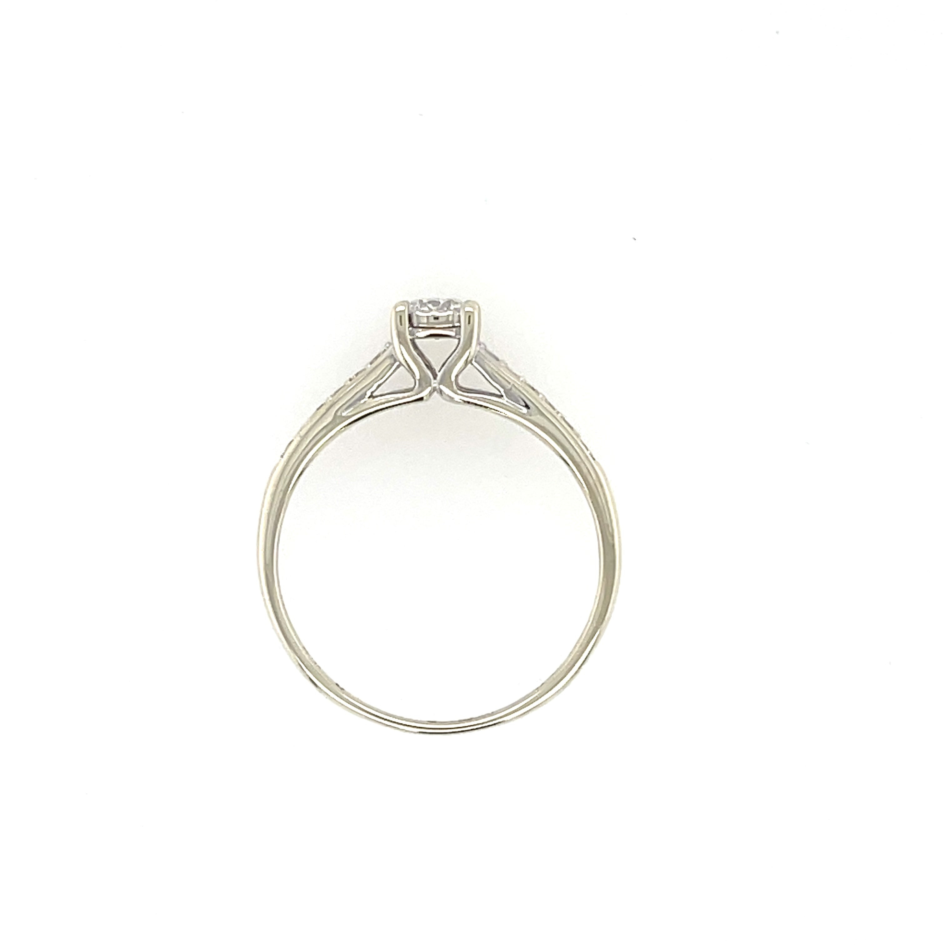 9ct White Gold 0.25ct Round Brilliant Cut Diamond Shoulder Set Engagement Ring