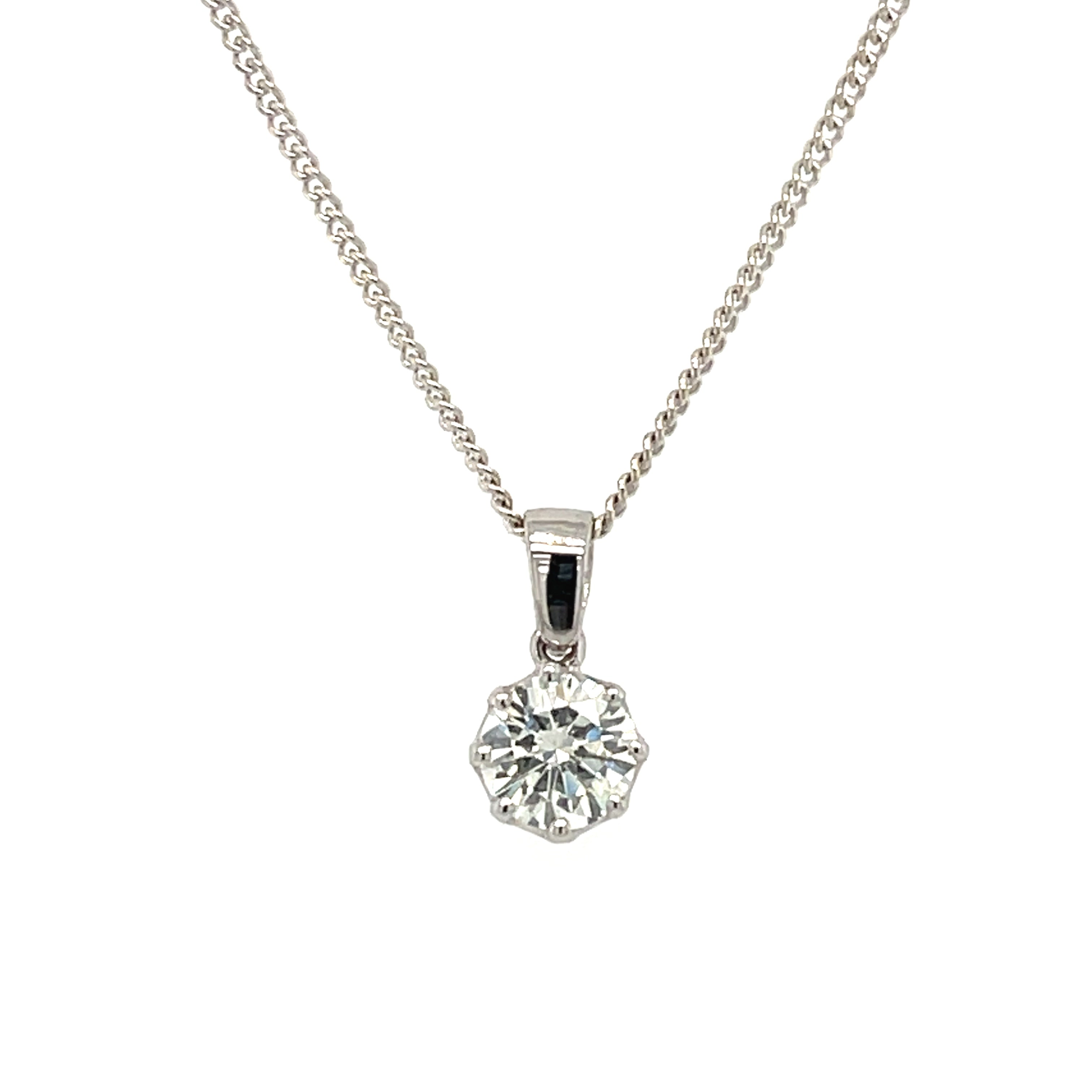 18ct White Gold 0.80ct Round Brilliant Cut Diamond Solitaire Pendant