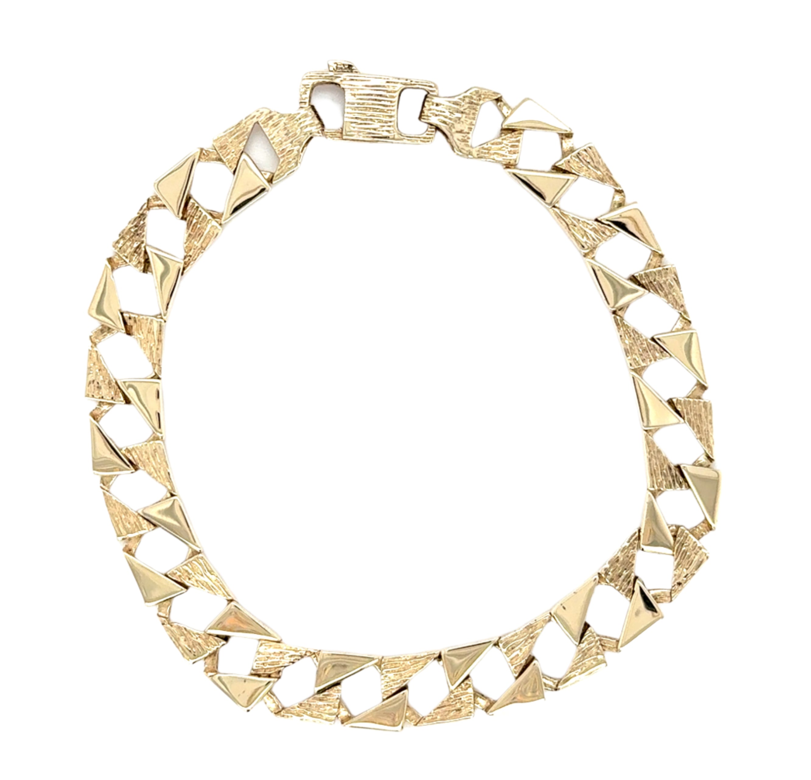 9ct Yellow Gold 8 Inch Pattern & Polish Square Curb Link Bracelet - 13.41g