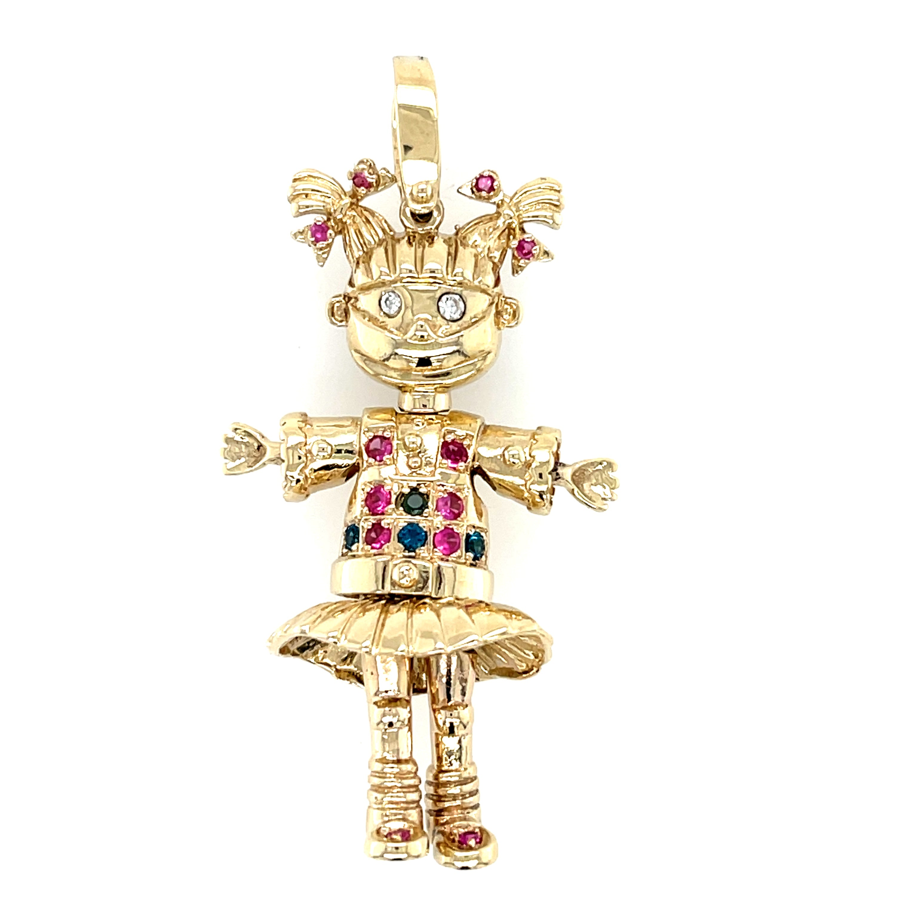 9ct Yellow Gold Angelica Pickles Rugrats Gemstone Doll Pendant