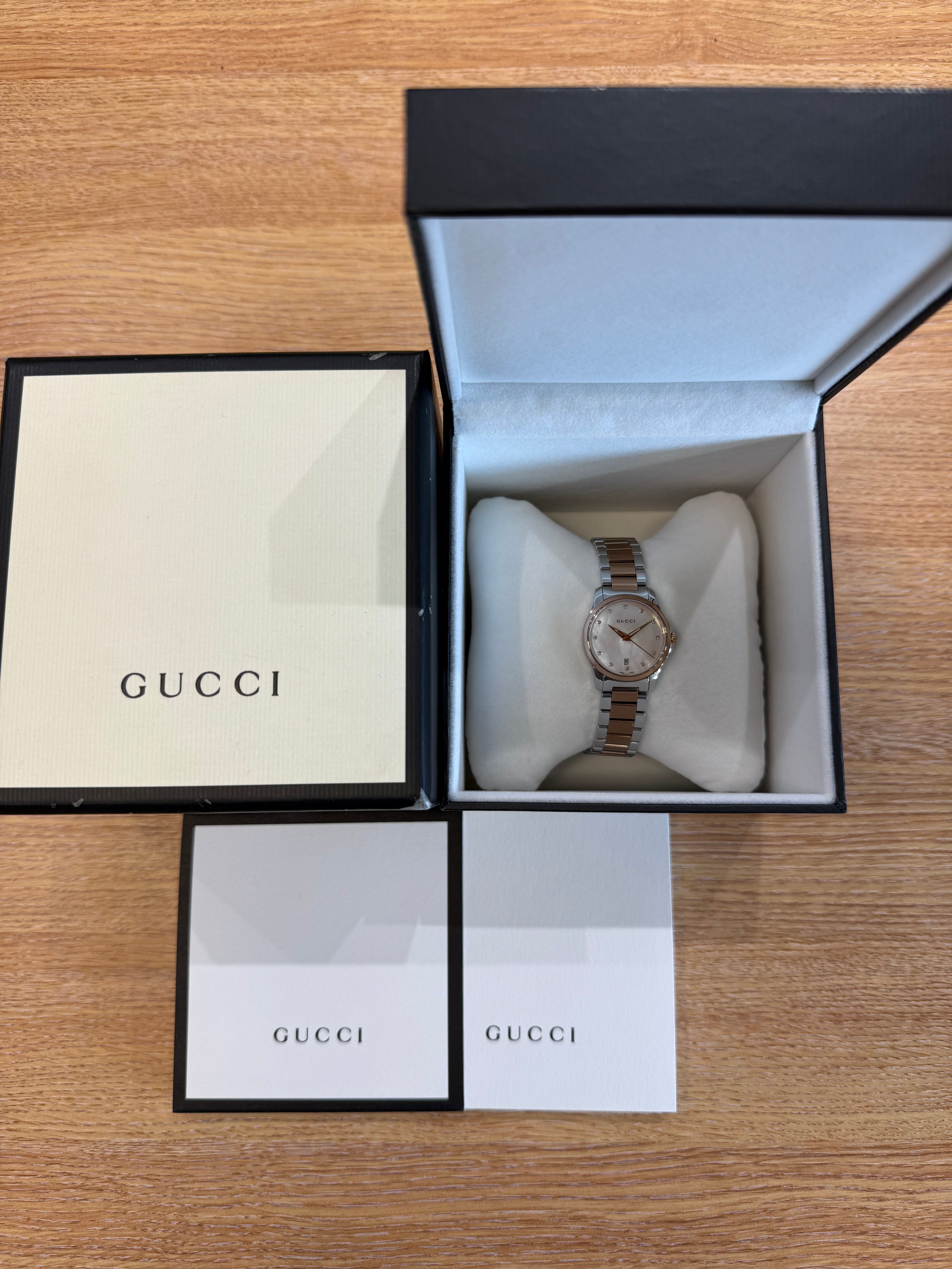 GUCCI G Timeless Mother Of Pearl Diamond Ladies Watch YA126544