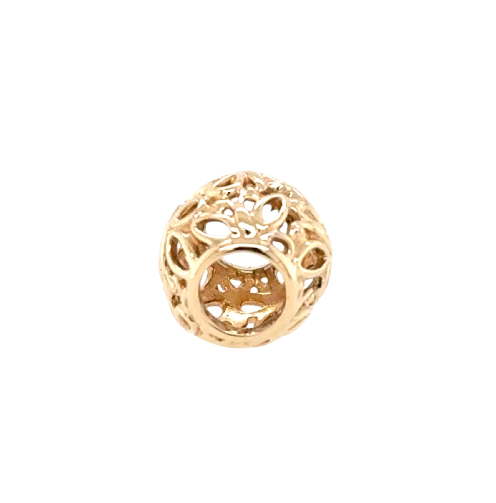 PANDORA 14ct Yellow Gold Butterfly Garden Openwork Bead Charm 750895