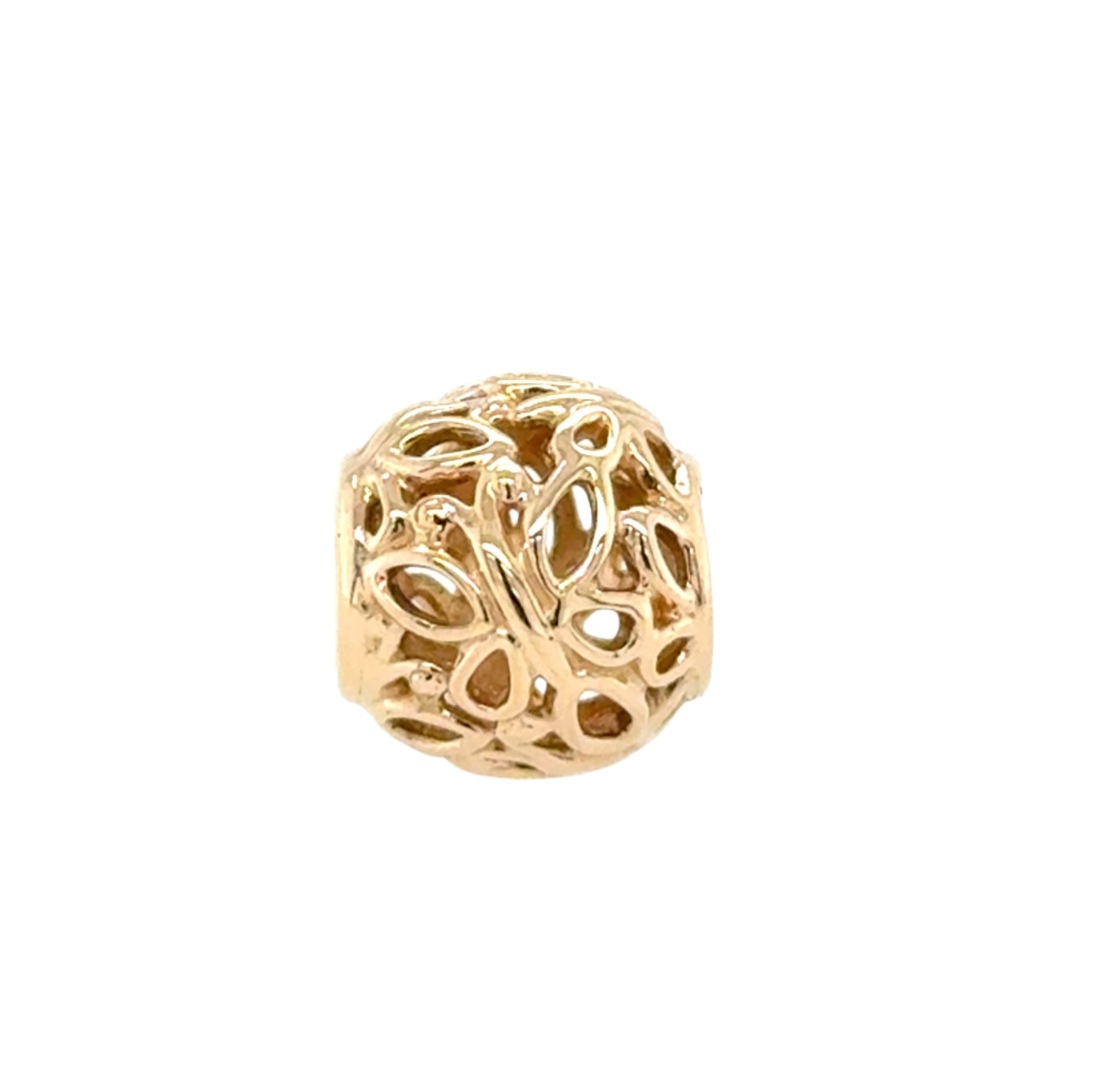 PANDORA 14ct Yellow Gold Butterfly Garden Openwork Bead Charm 750895