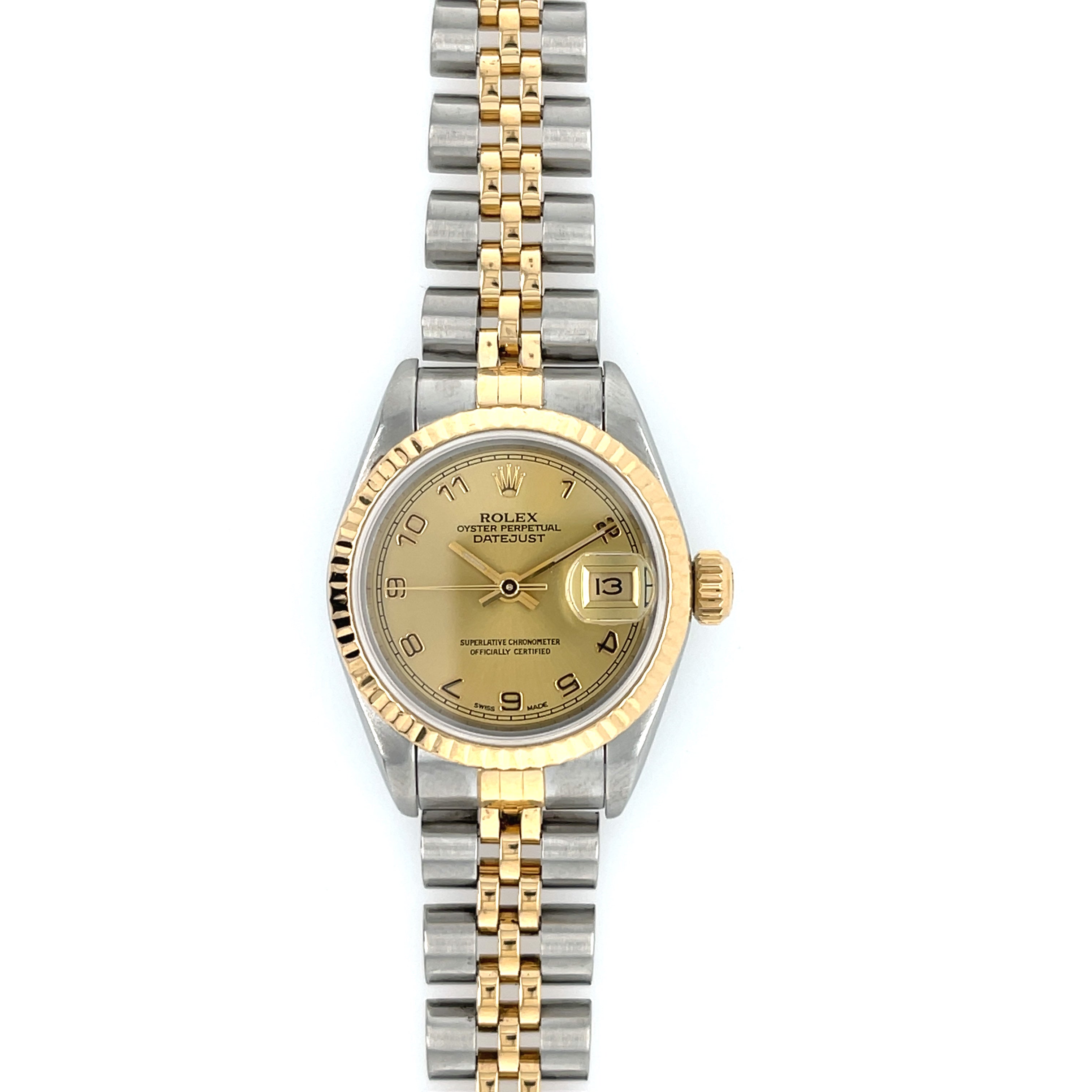 ROLEX Lady Datejust 69173 Arabic Dial Watch Box & Papers 1994