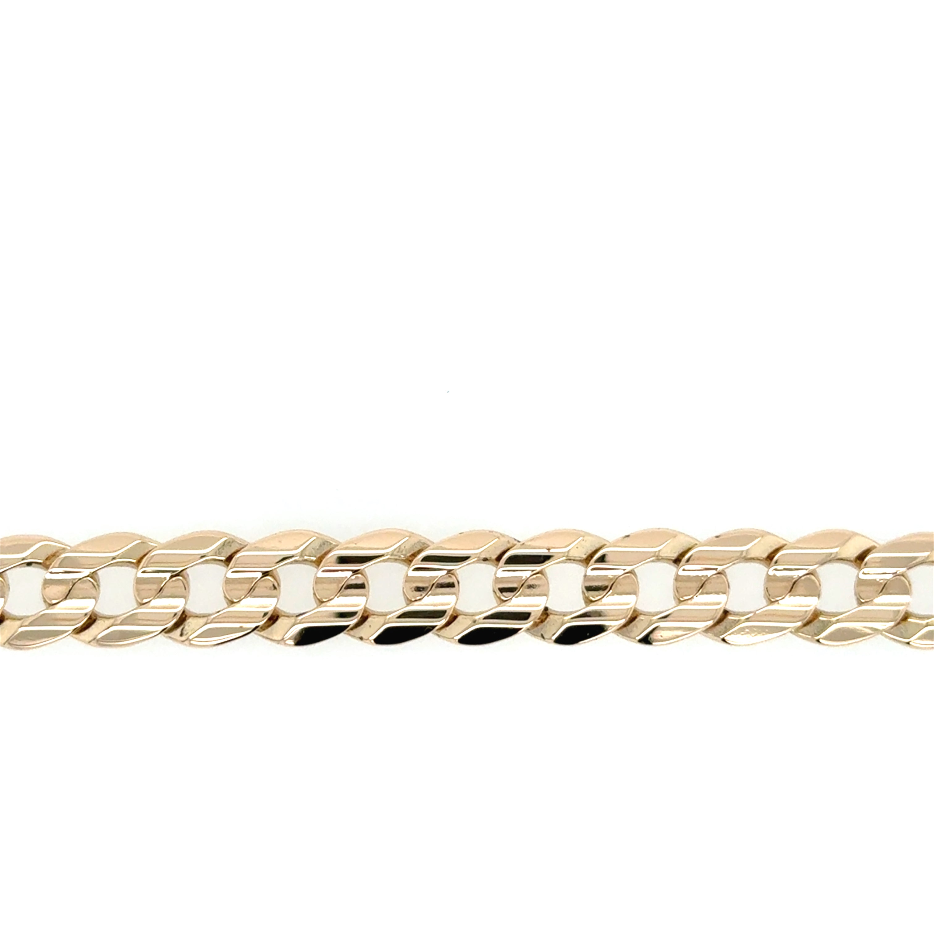 9ct Yellow Gold 8.5 Inch Grooved Curb Link Bracelet - 13.30g