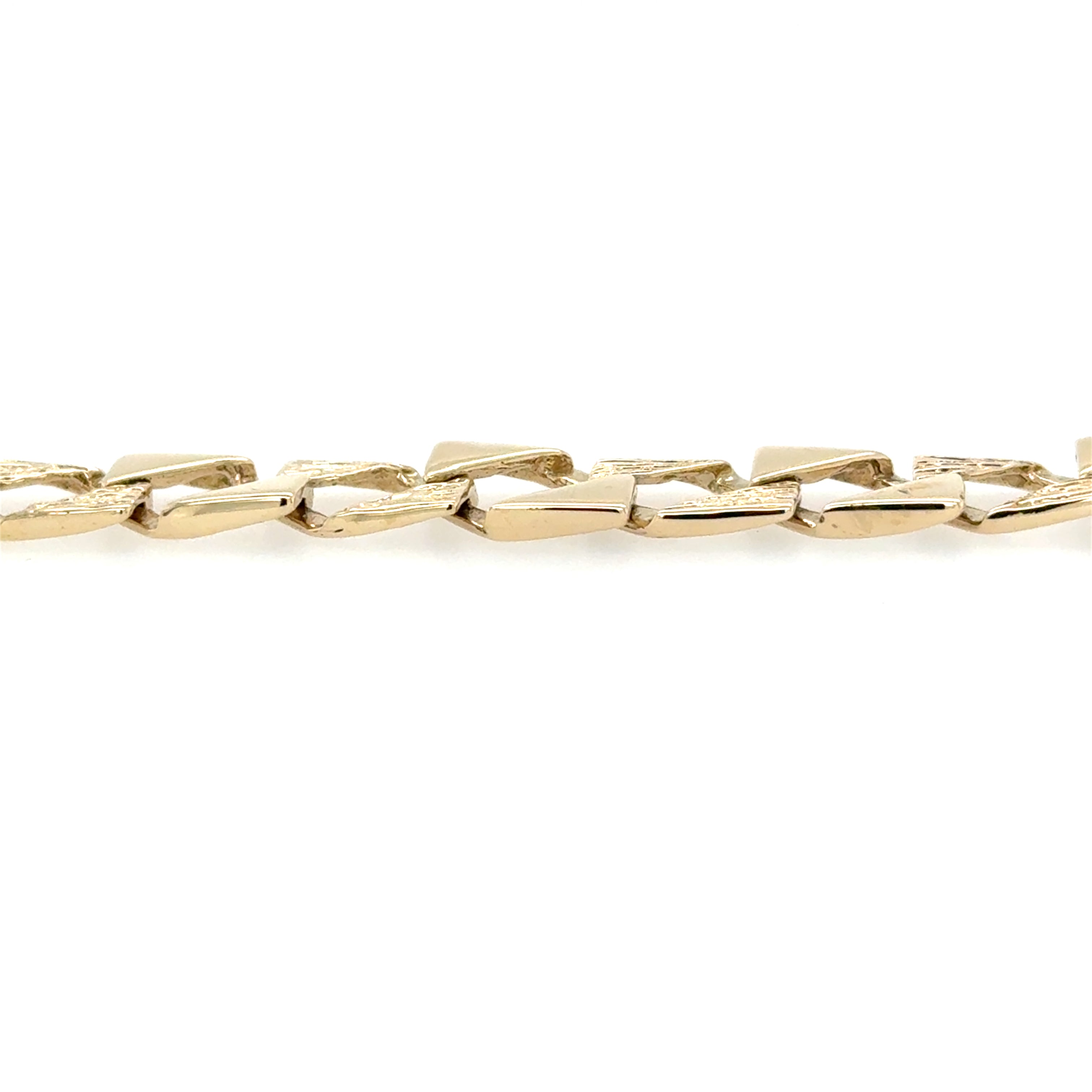 9ct Yellow Gold 8.5 Inch Polish & Pattern Square Curb Link Bracelet - 13.02g