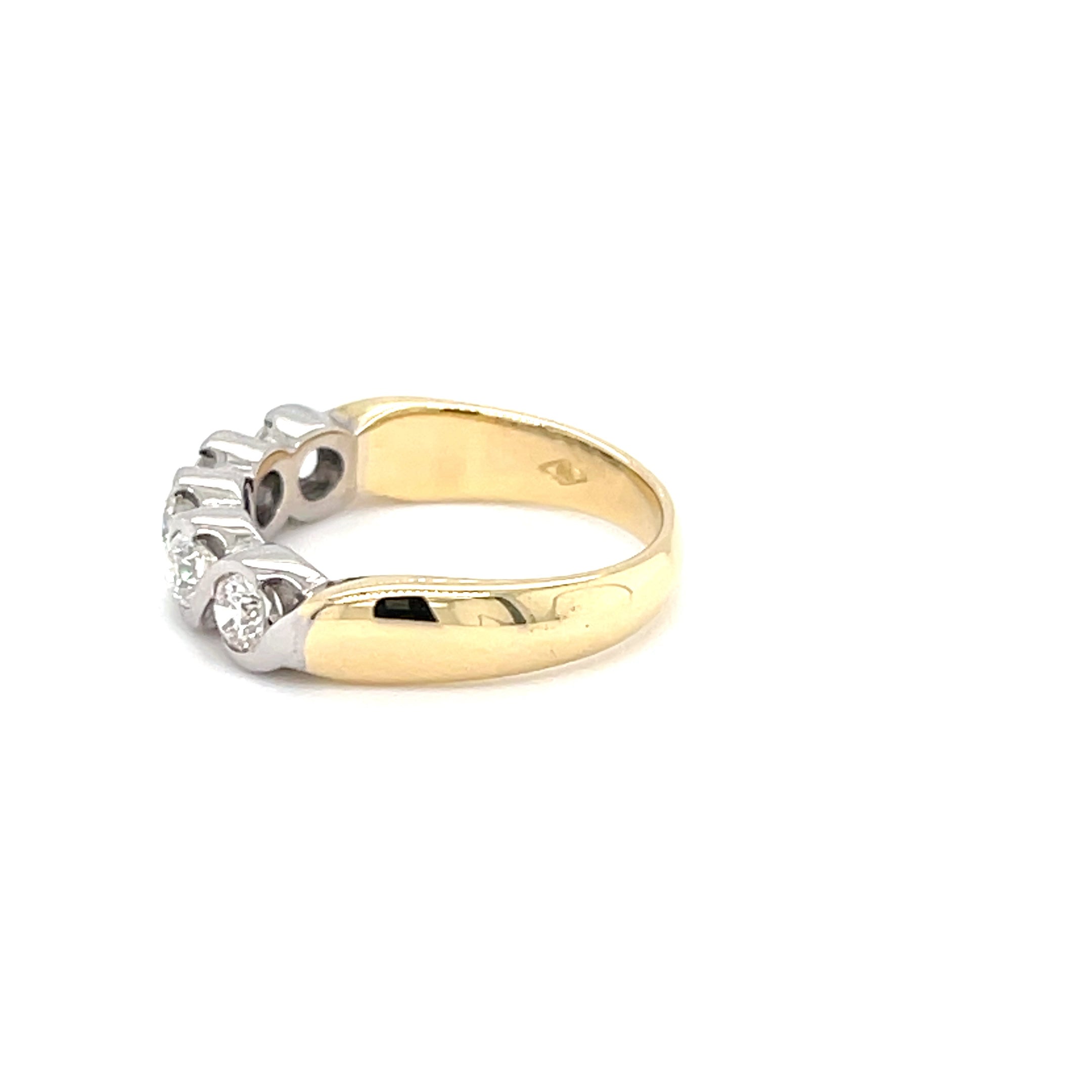 18ct Yellow Gold 0.75ct Diamond Five Stone Half Eternity Band Ring