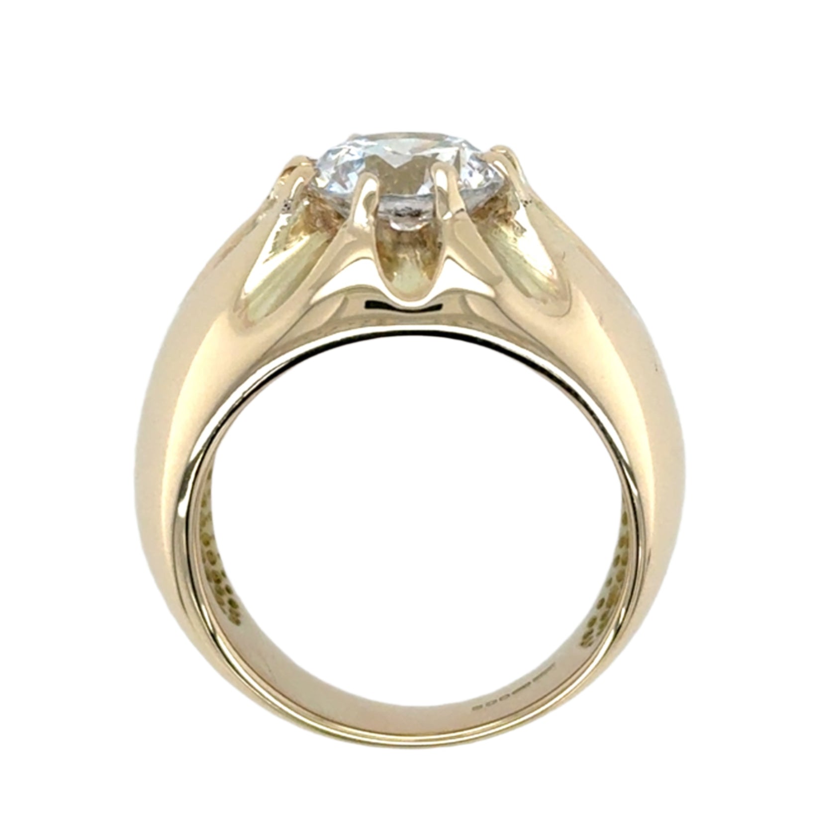 9ct Yellow Gold Cubic Zirconia Large Gypsy Ring Size W - 19.47g