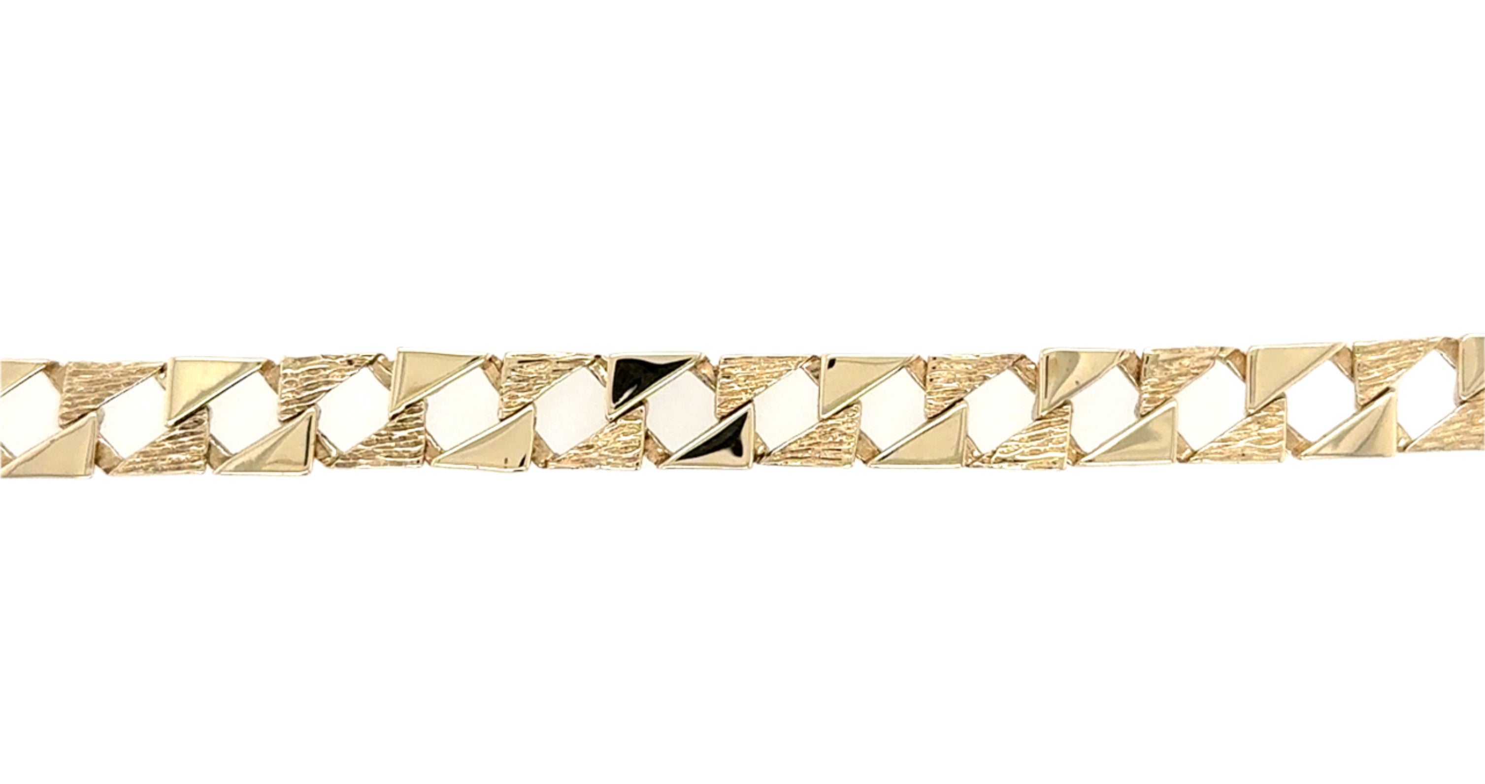 9ct Yellow Gold 8 Inch Pattern & Polish Square Curb Link Bracelet - 13.41g