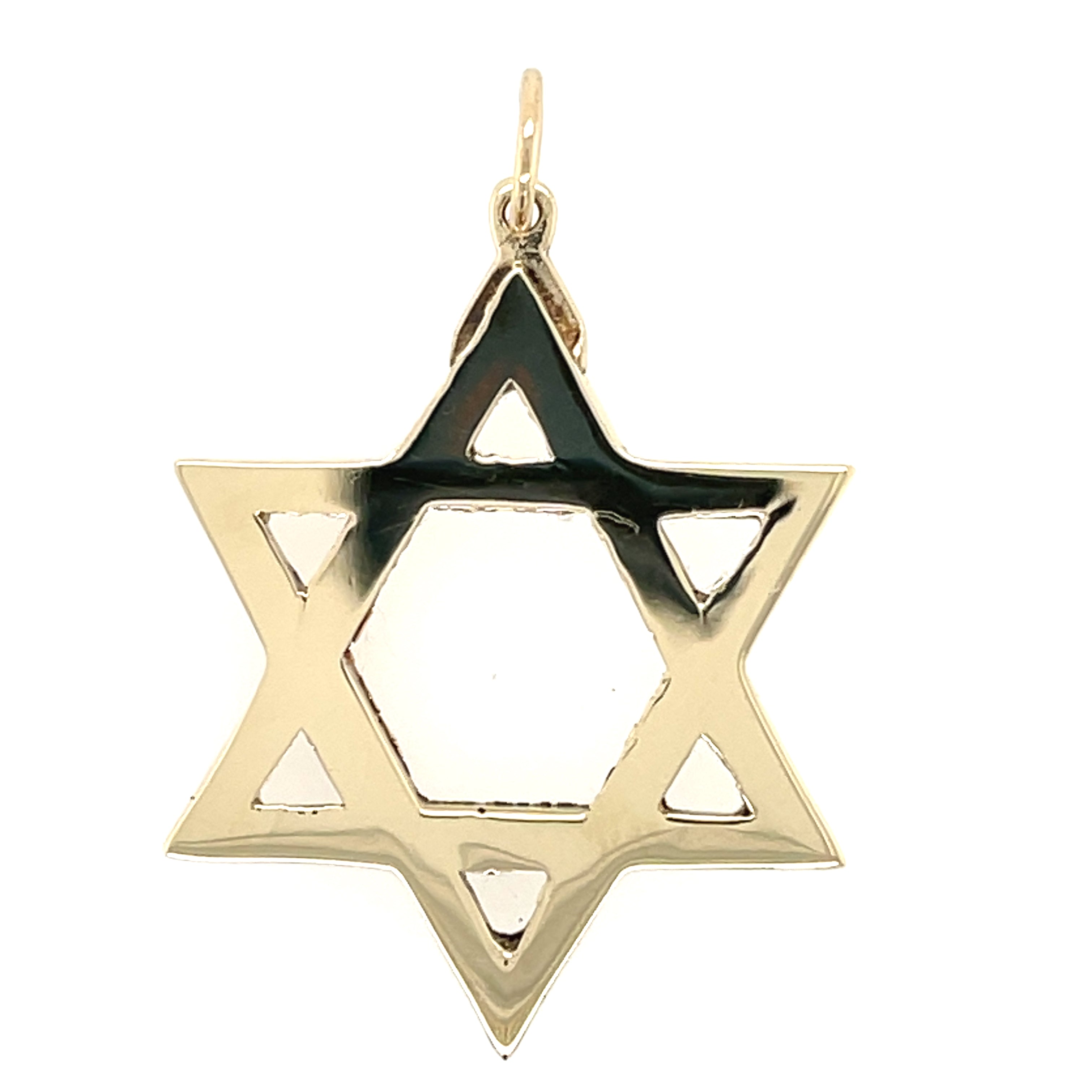 9ct Yellow Gold Star Of David Pendant Diamond Cut Finish Vintage 1977