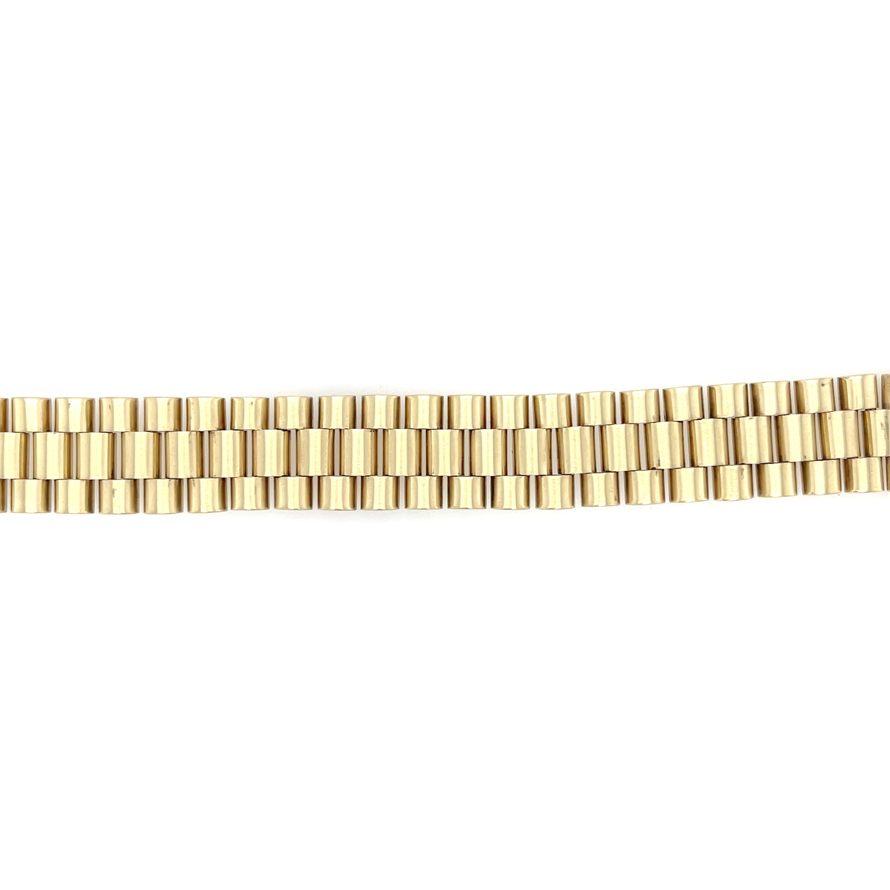 9ct Yellow Gold 8.5 Inch Rolex Style Presidential Bracelet - 47.00g