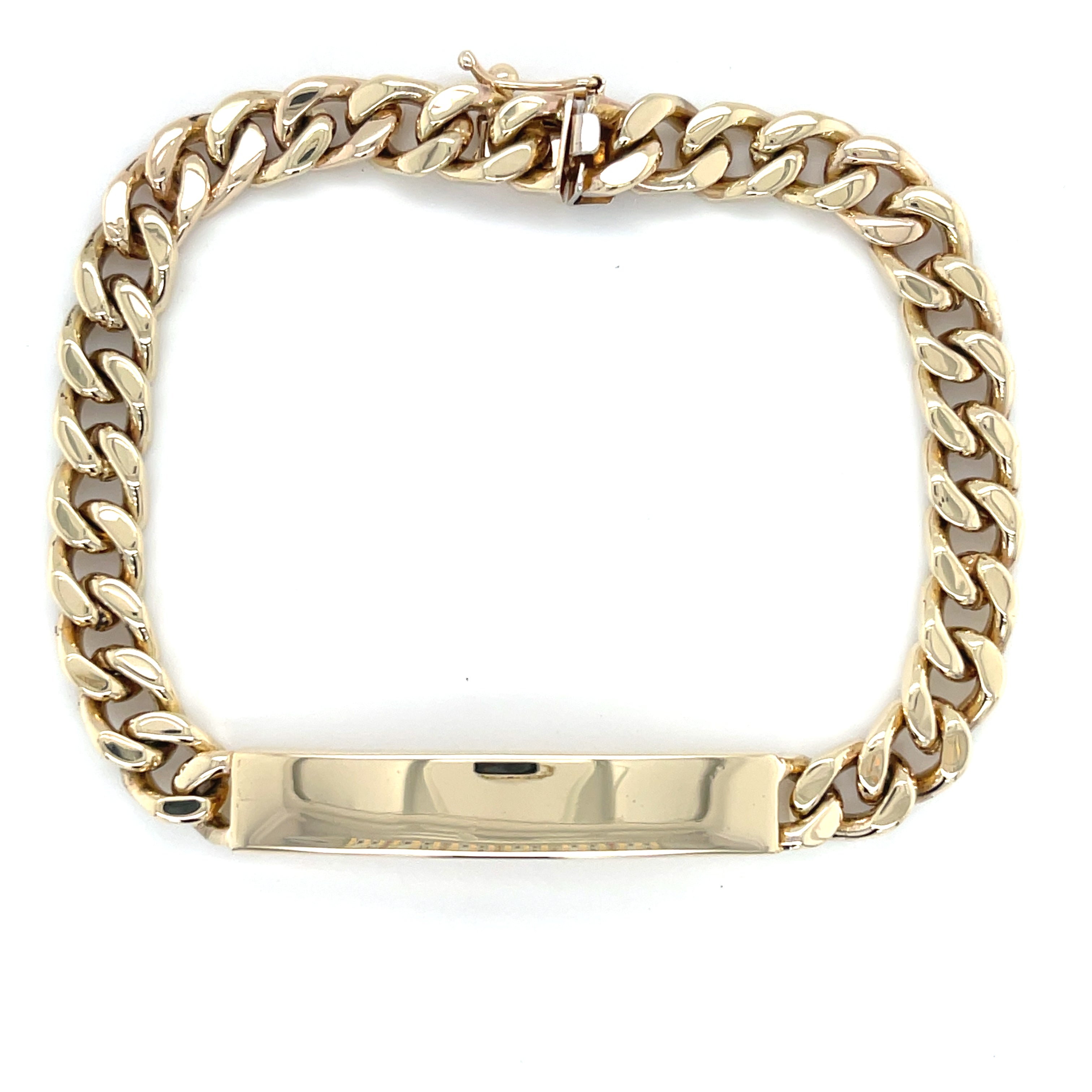 9ct Yellow Gold 8 Inch Vintage Curb Link Identity Bracelet - 37.52g