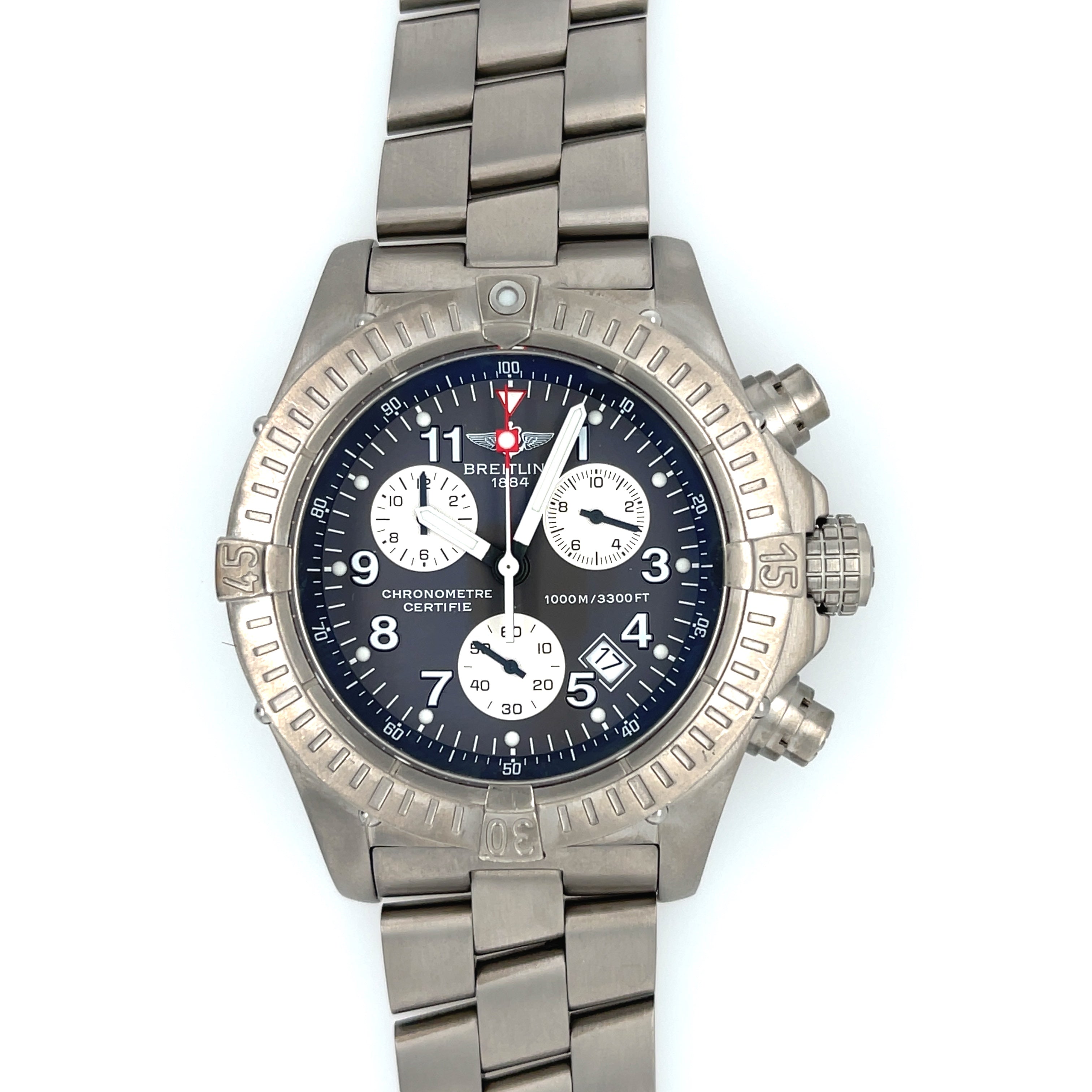 BREITLING Chrono Avenger M1 E73360 Titanium Watch Grey Dial 2007