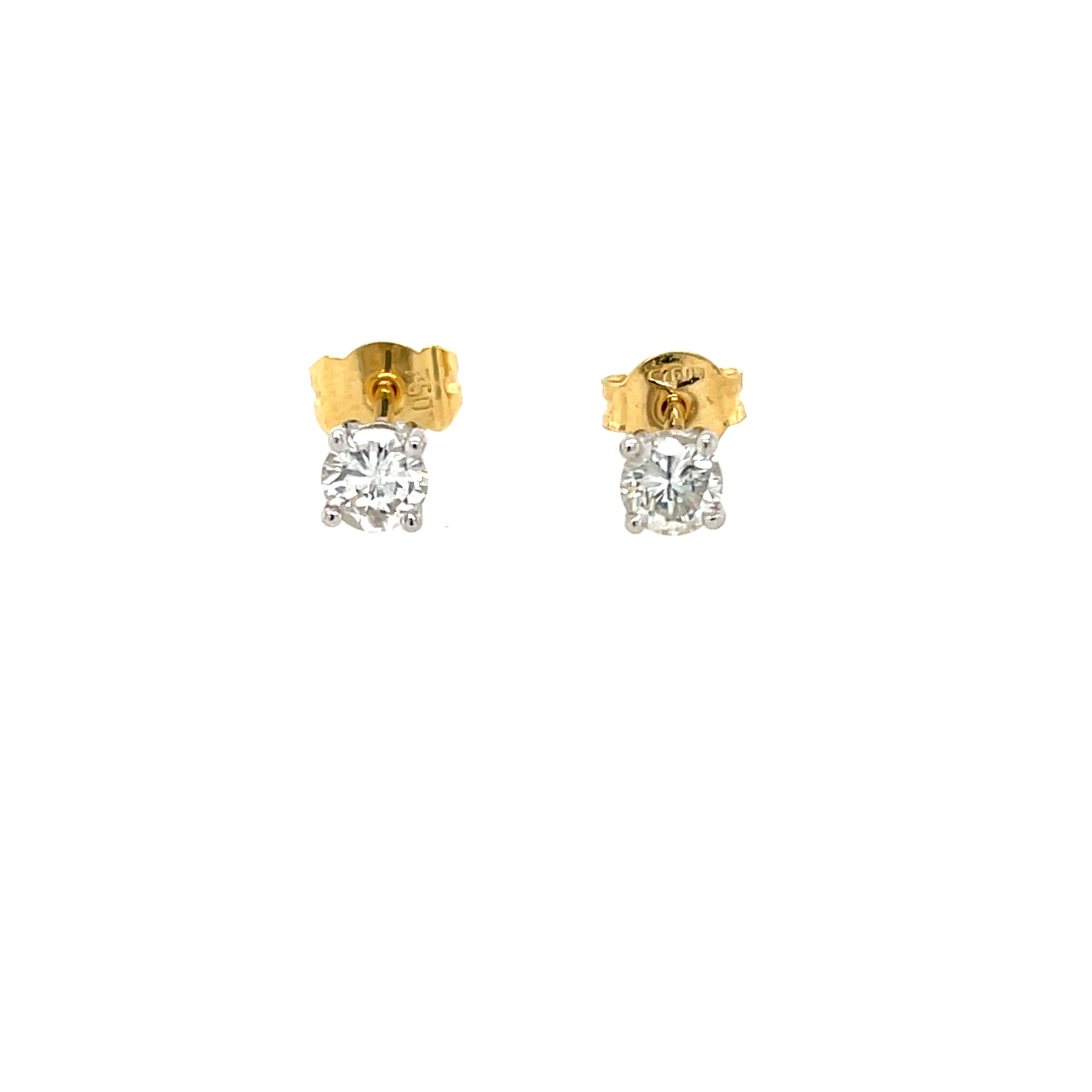 0.60ct Round Brilliant Cut Diamond Stud Earrings 18ct Yellow Gold