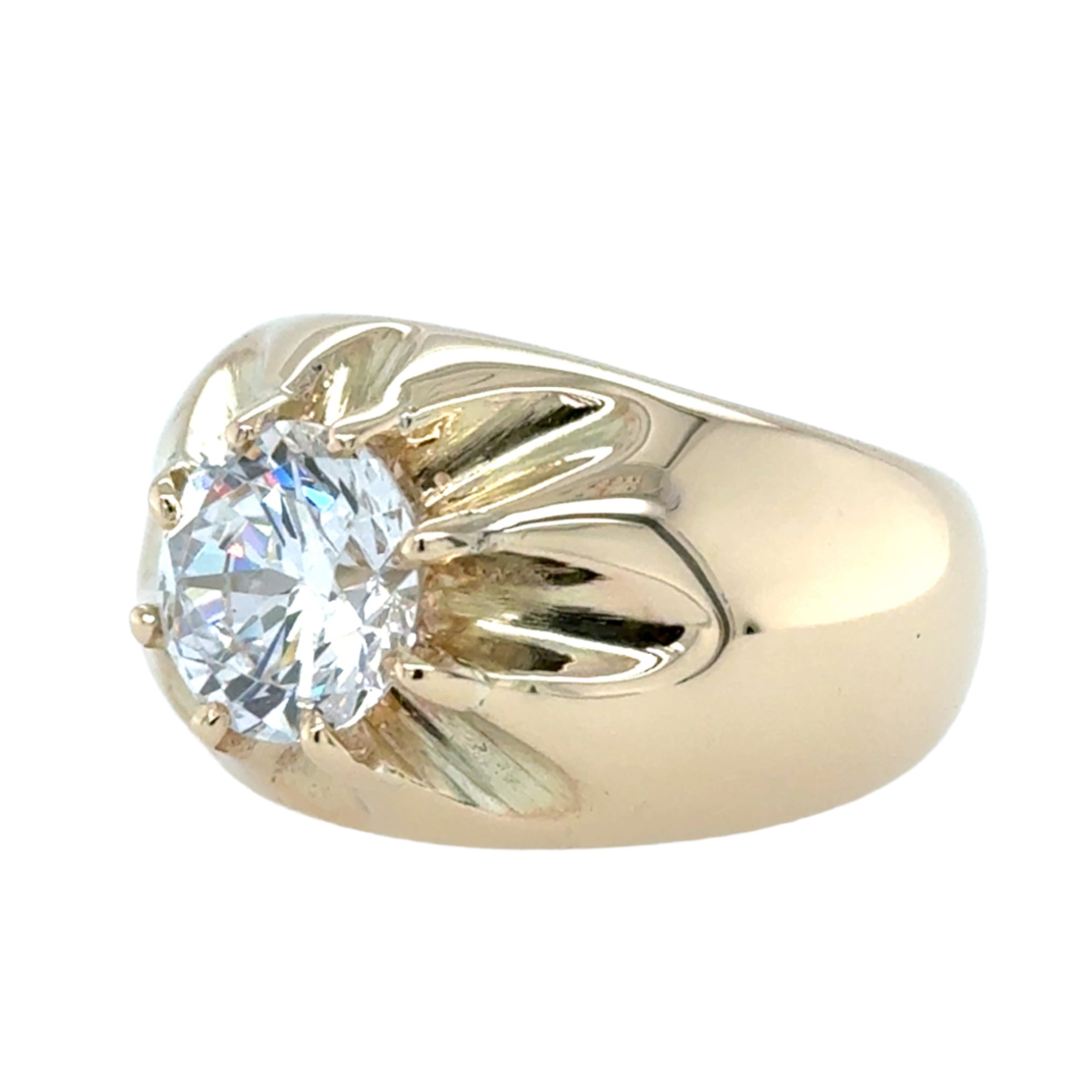 9ct Yellow Gold Cubic Zirconia Large Gypsy Ring Size W - 19.47g