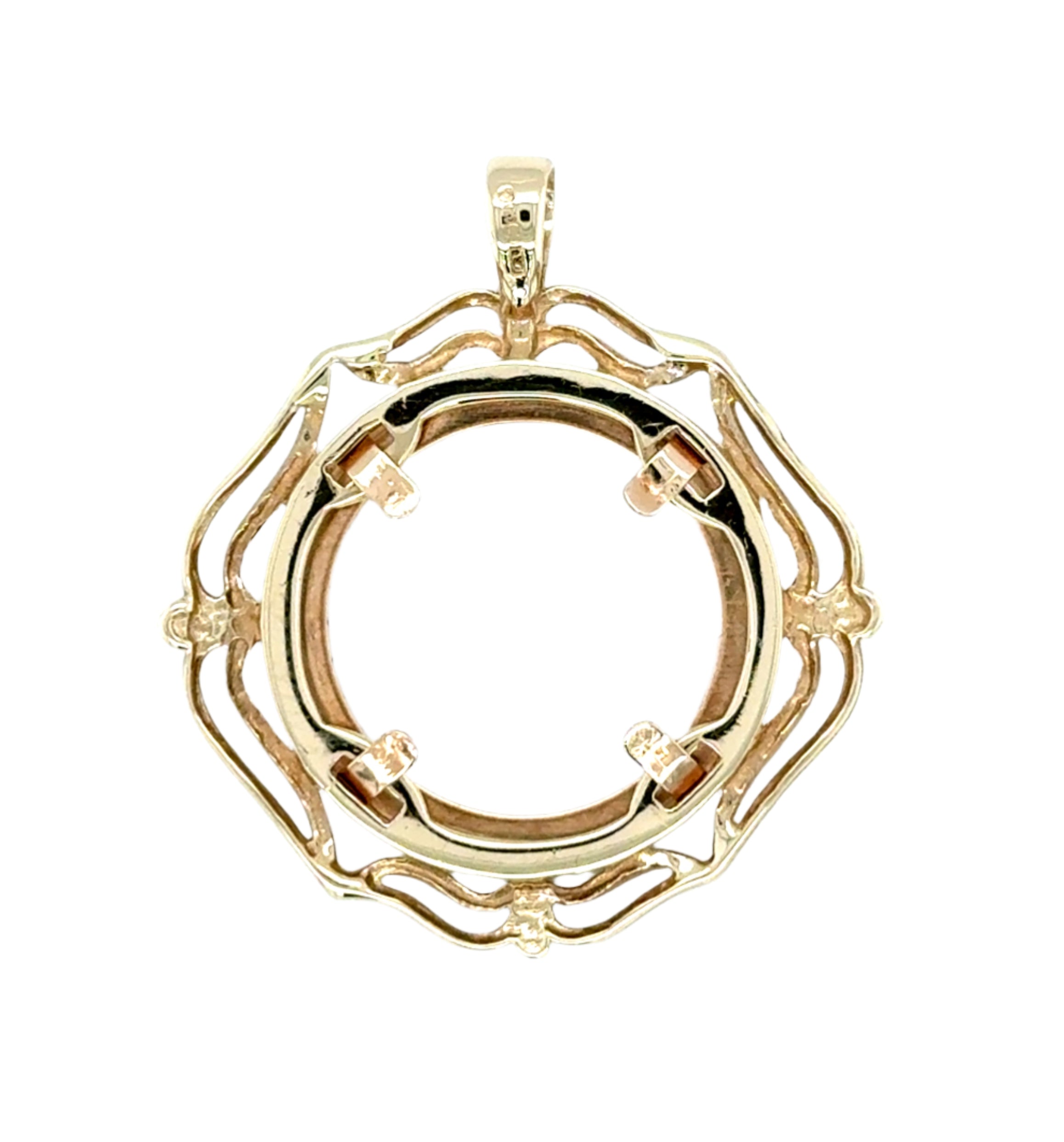 9ct Yellow Gold Fancy Half Sovereign Pendant Mount