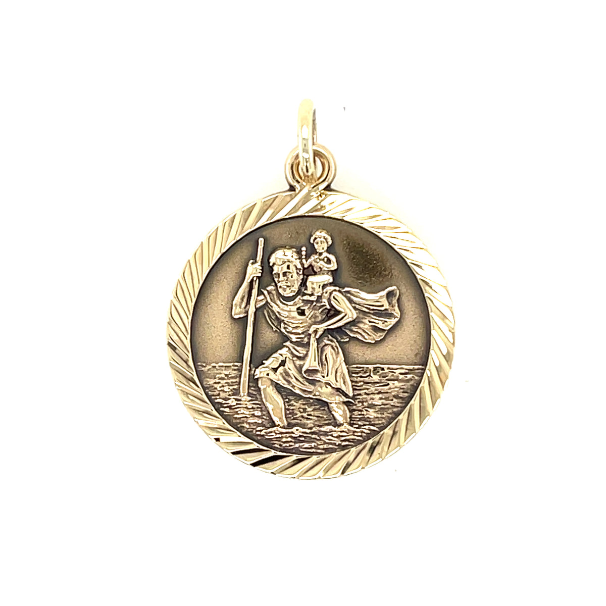 St Christopher Pendant 9ct Gold Yellow Rose or White UK Hallmarked factory STC3